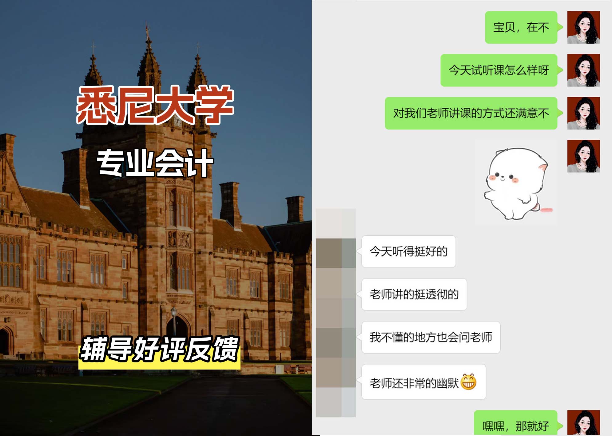 悉尼大学USYD专业会计辅导好评反馈