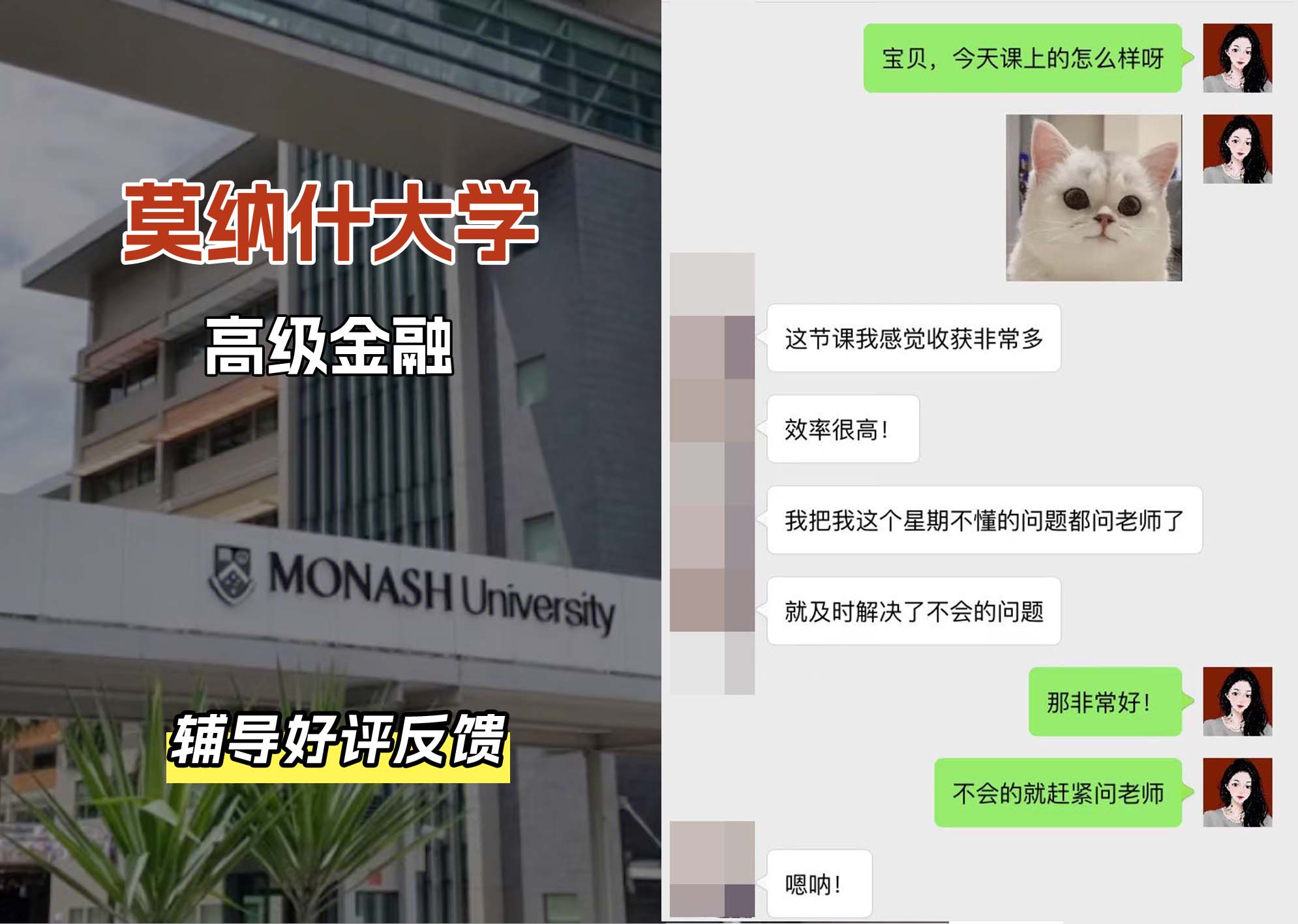 莫纳什大学Monash高级金融辅导好评反馈