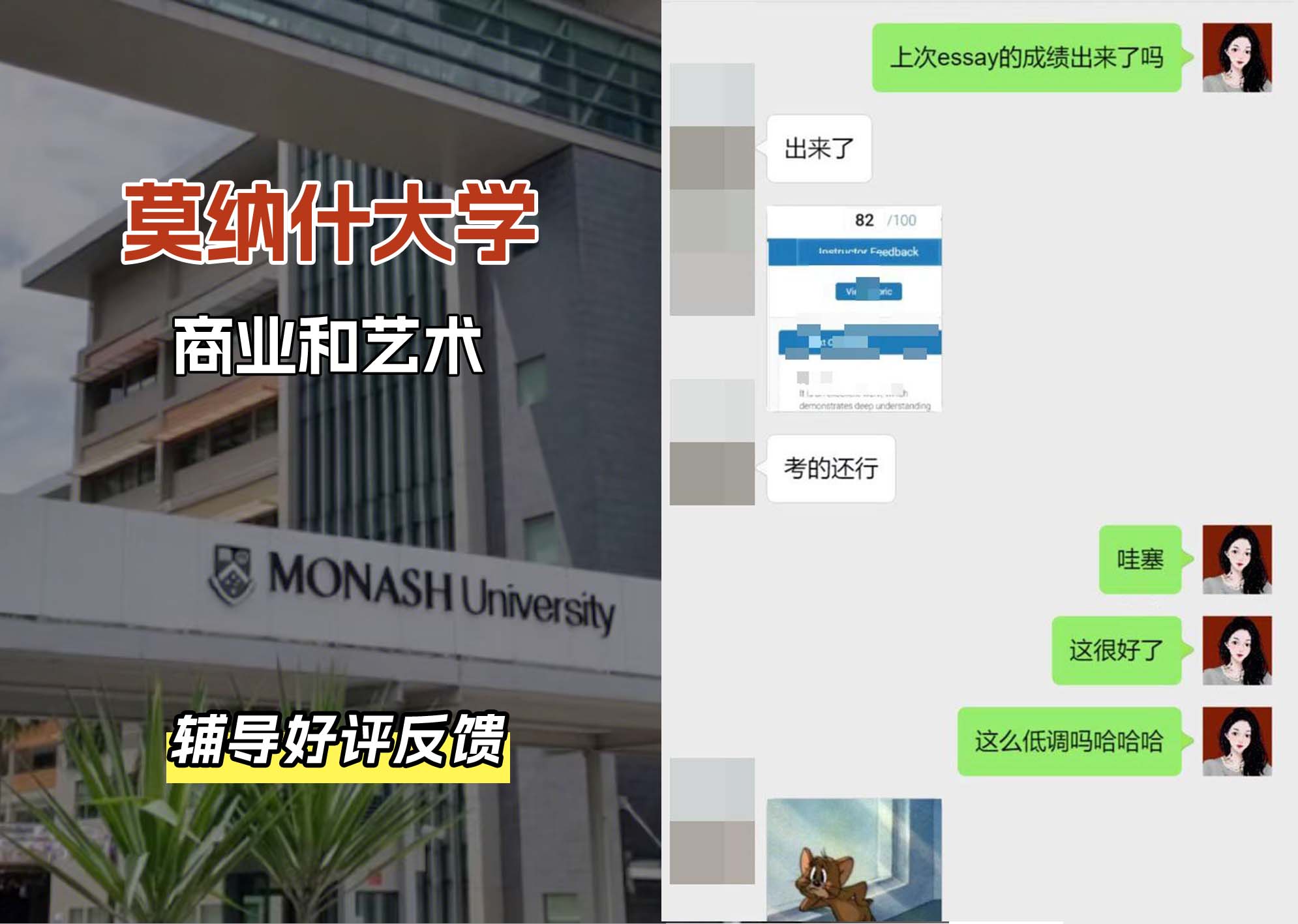 莫纳什大学Monash商业和艺术辅导好评反馈