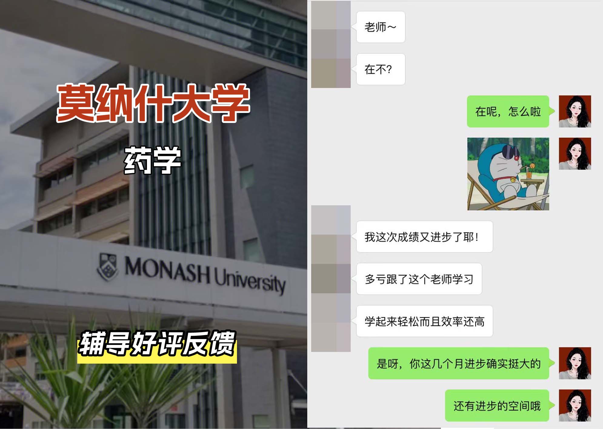 莫纳什大学Monash药学辅导好评反馈