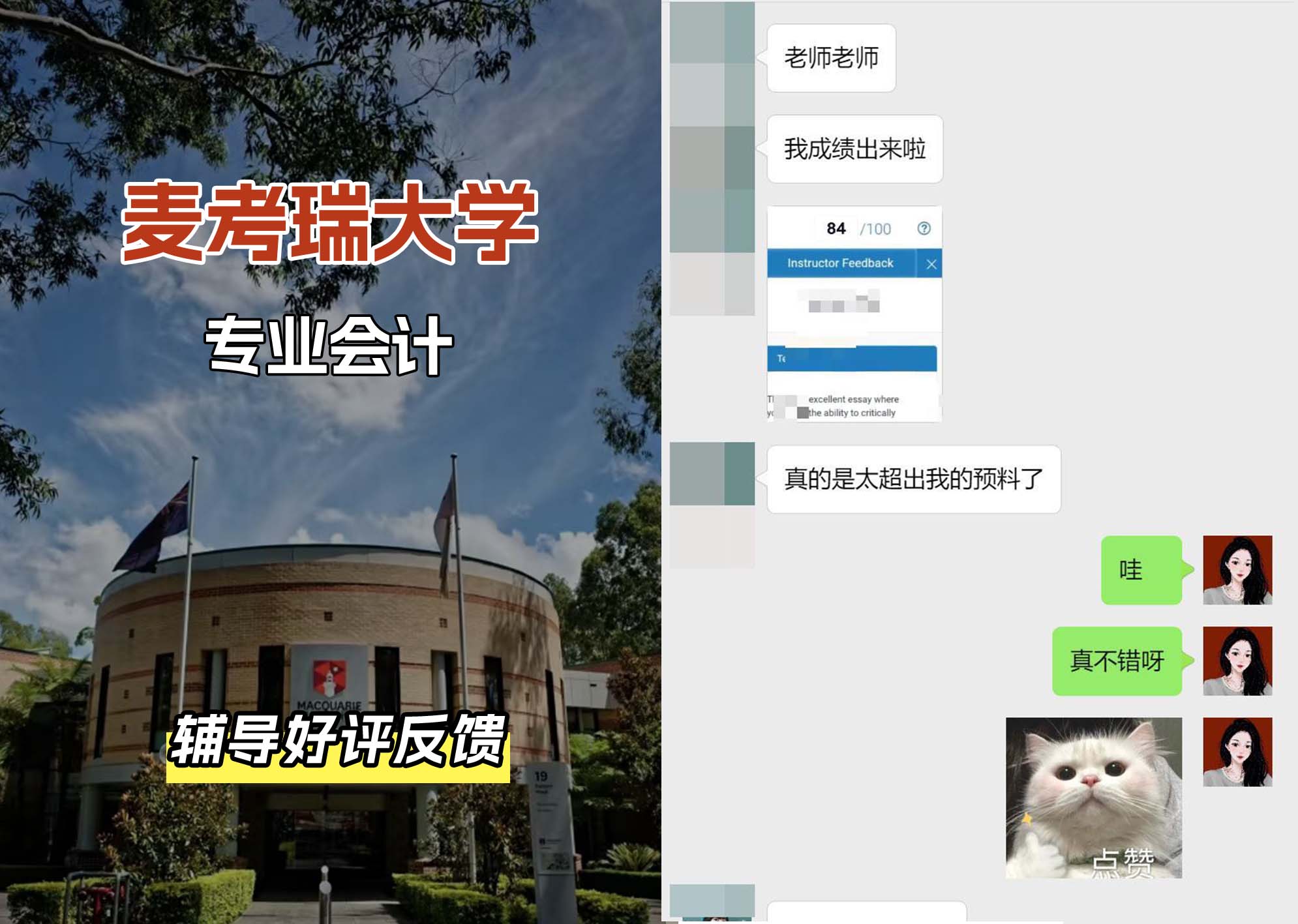 麦考瑞大学MQU专业会计辅导好评反馈