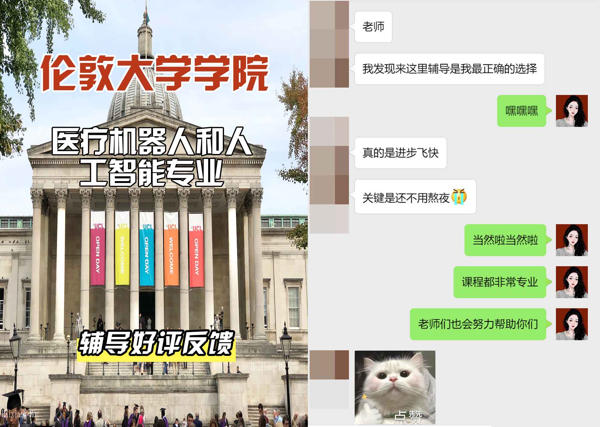 伦敦大学学院UCL医疗机器人和人工智能辅导好评反馈