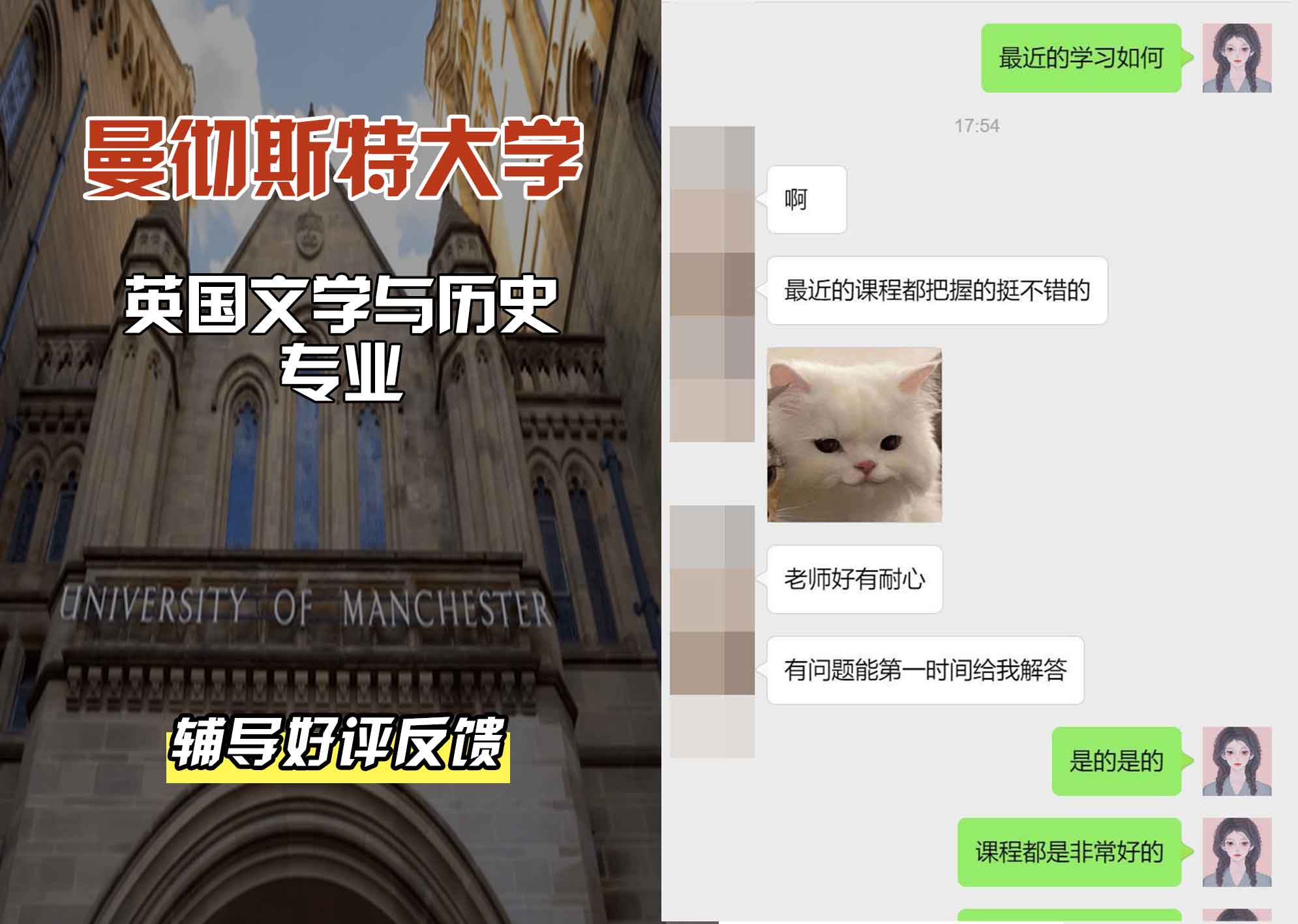曼彻斯特大学曼大英国文学与历史辅导好评反馈