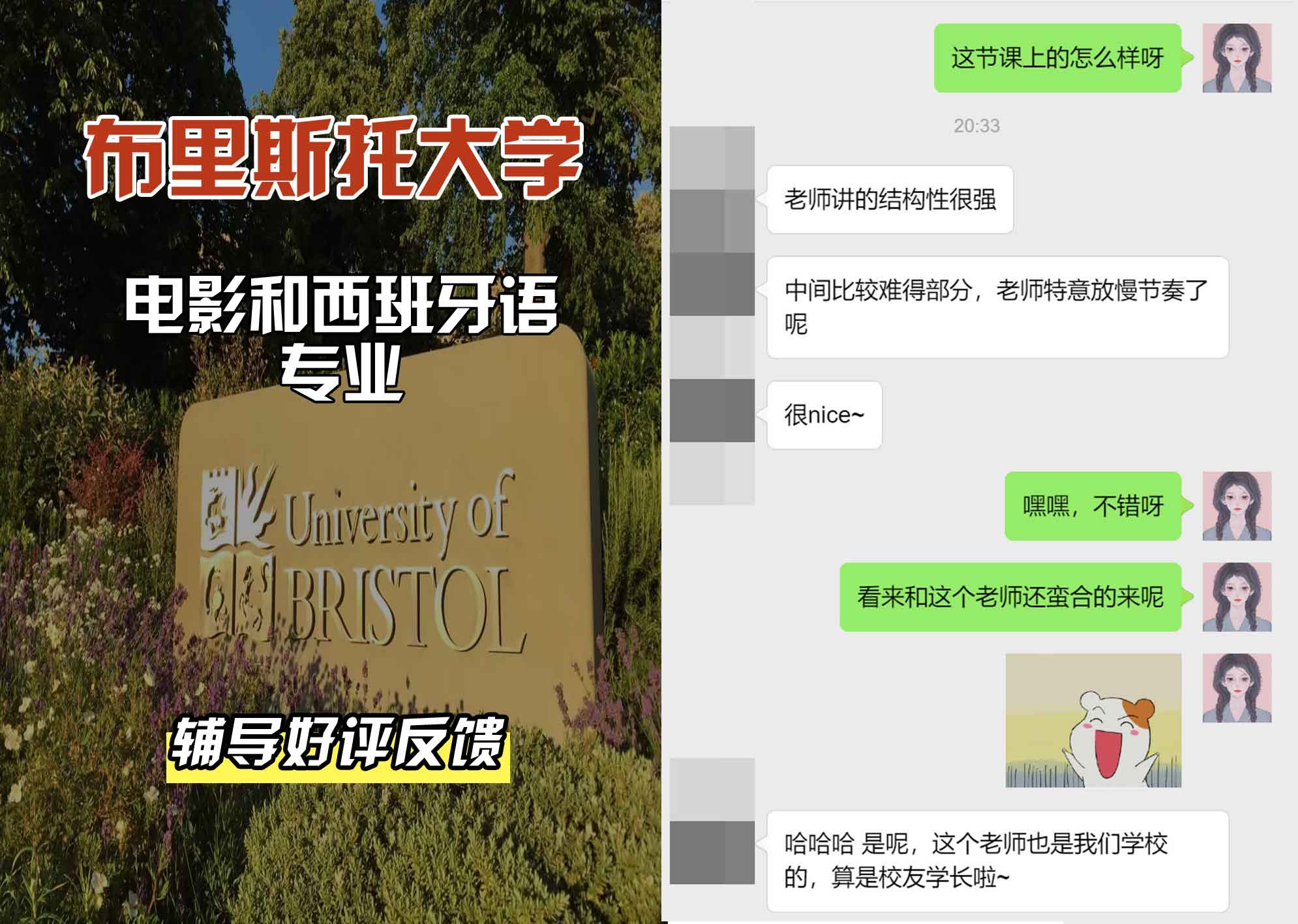 布里斯托大学布大电影和西班牙语辅导好评反馈