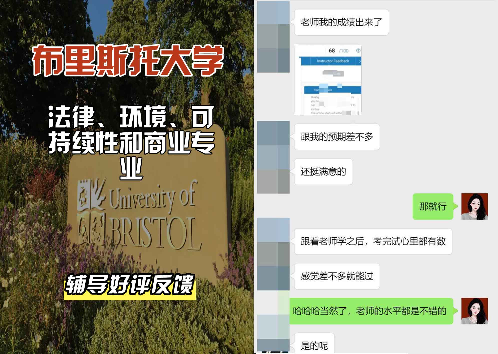 布里斯托大学布大法律、环境、可持续性和商业辅导好评反馈