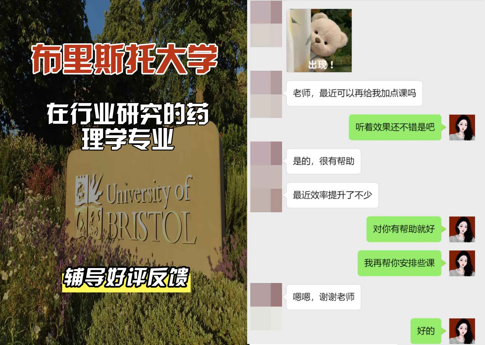 布里斯托大学布大药理学辅导好评反馈