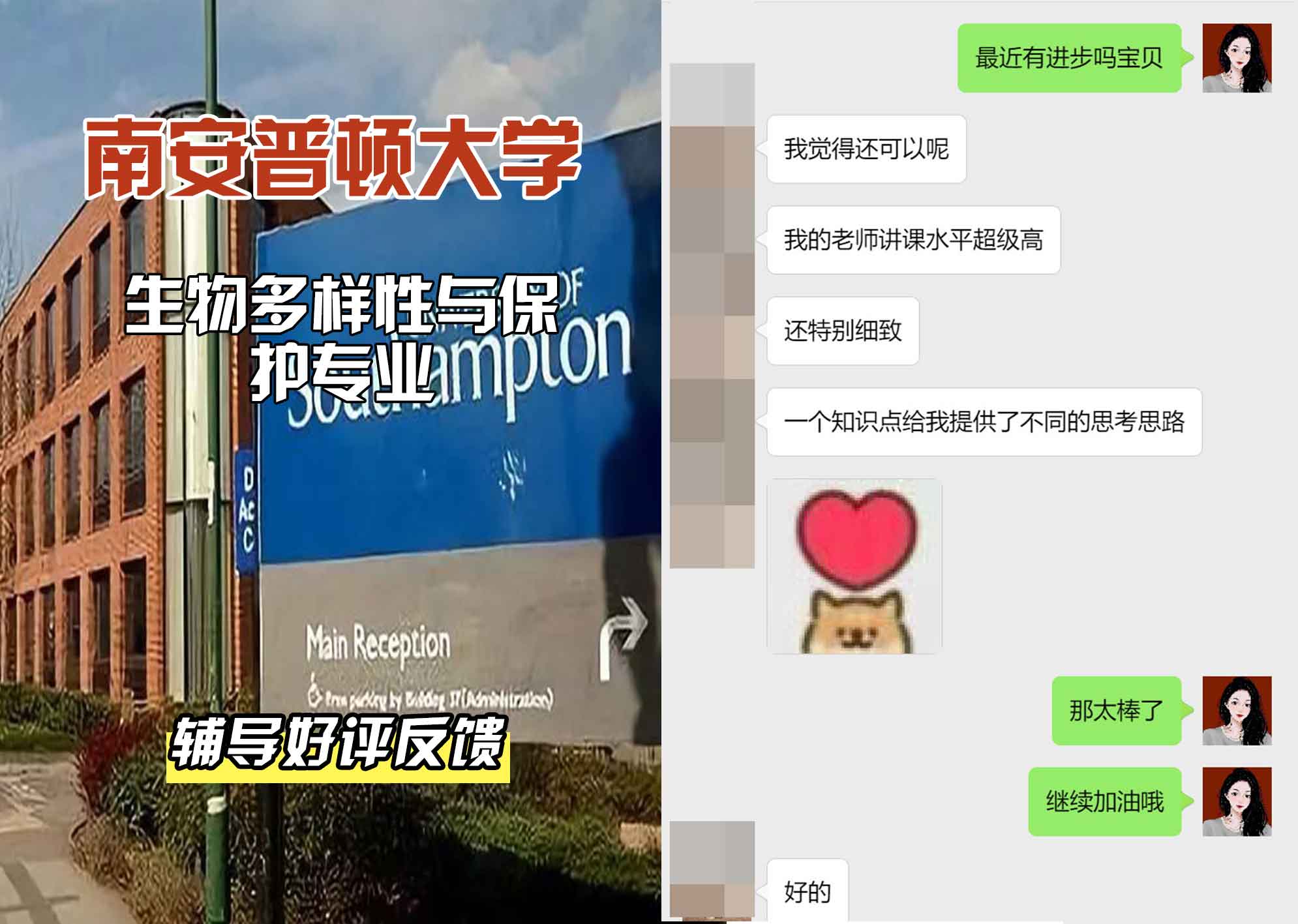 南安普顿大学南安生物多样性与保护辅导好评反馈