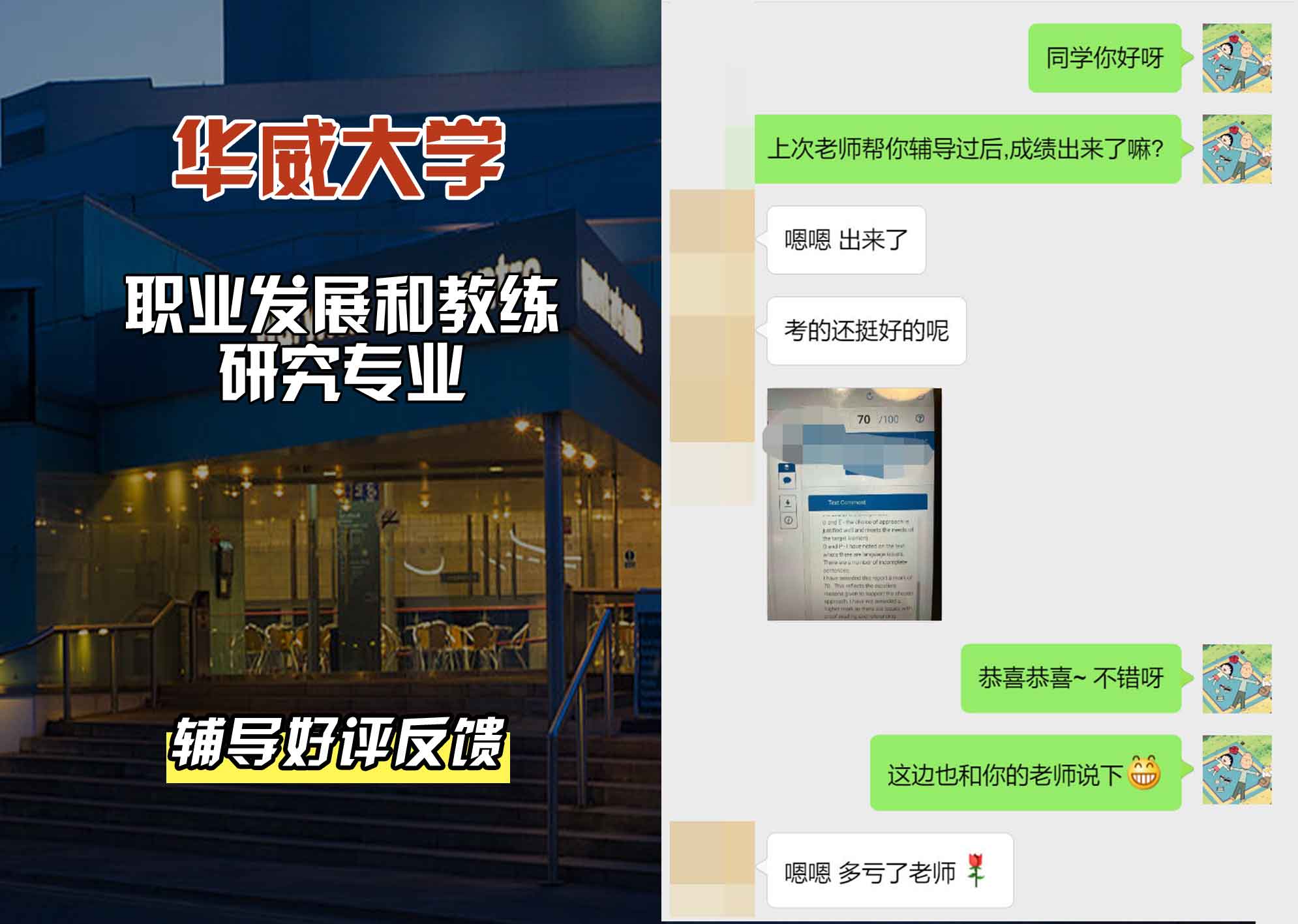 华威大学华威职业发展和教练研究辅导好评反馈