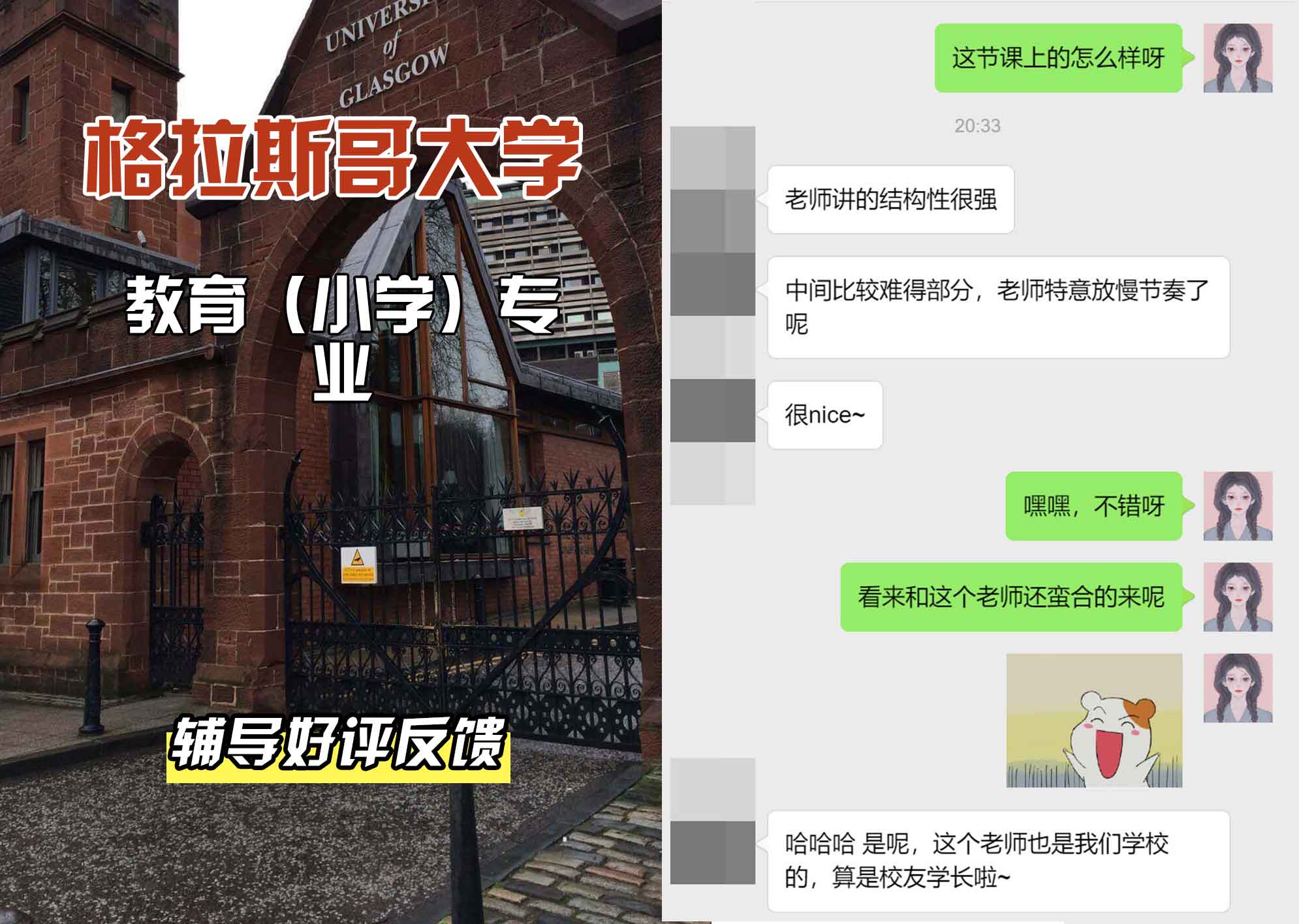 格拉斯哥大学格大教育（小学）辅导好评反馈