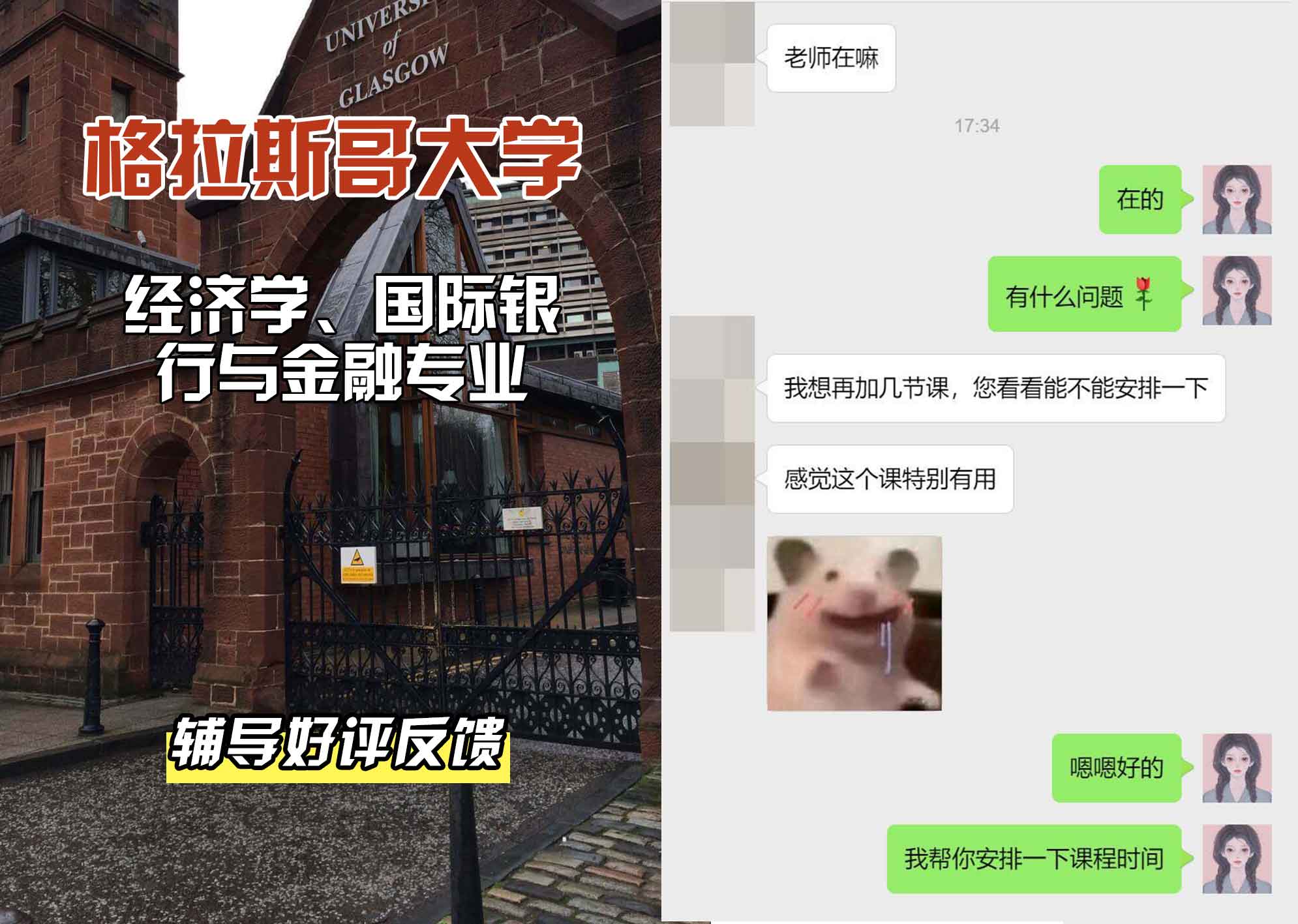 格拉斯哥大学格大经济学、国际银行与金融辅导好评反馈