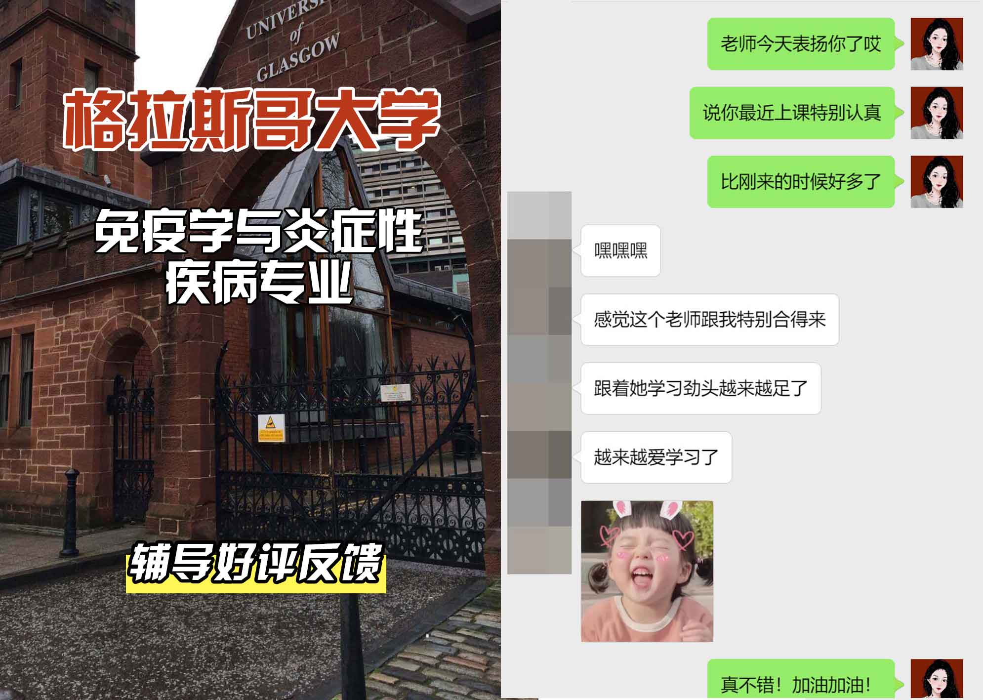 格拉斯哥大学格大免疫学与炎症性疾病辅导好评反馈