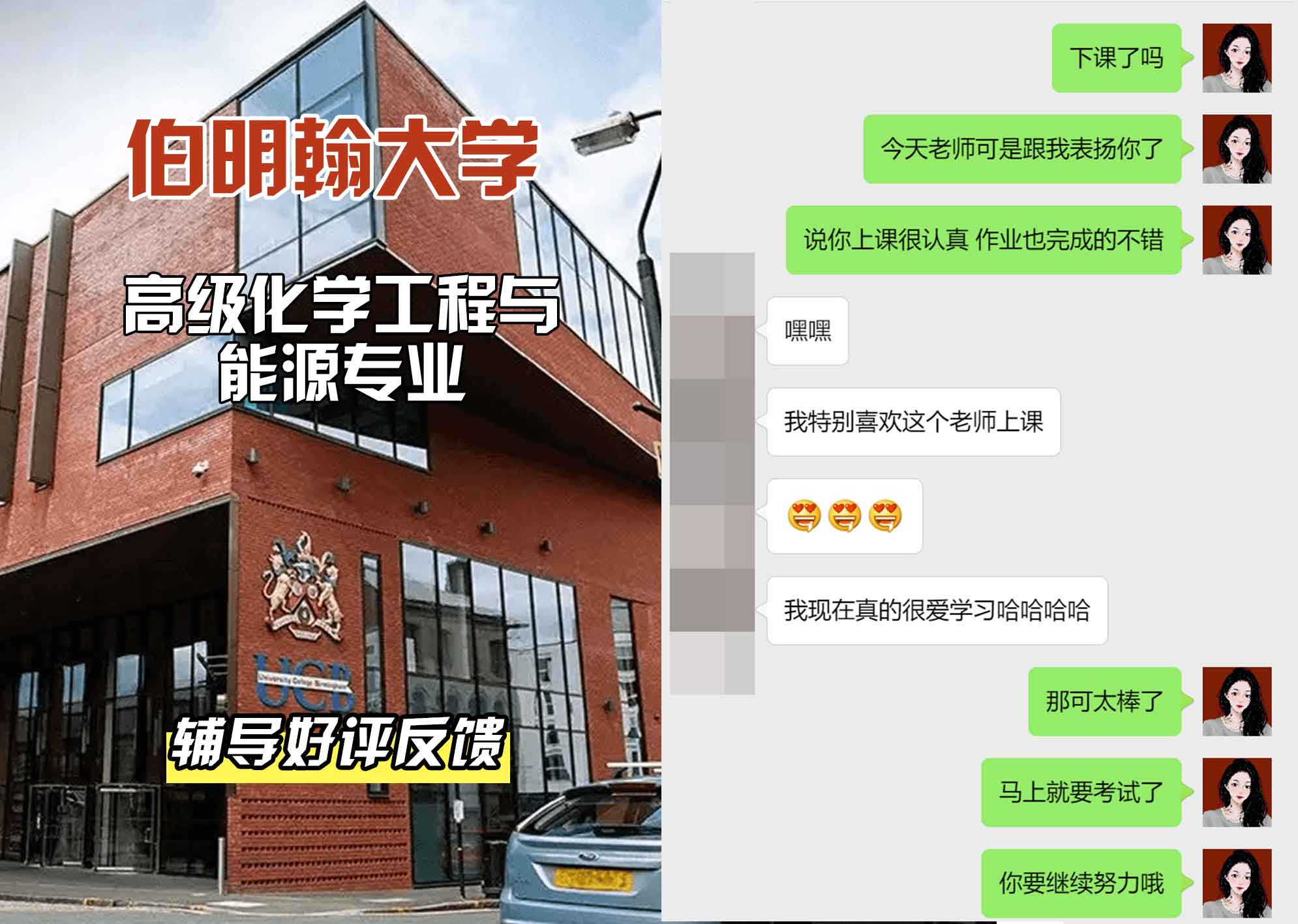 伯明翰大学伯大高级化学工程与能源辅导好评反馈