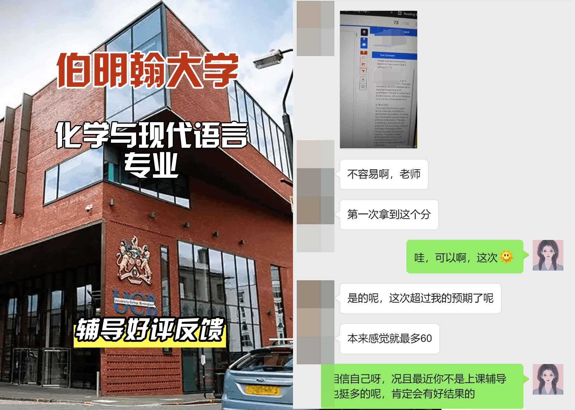 伯明翰大学伯大化学与现代语言辅导好评反馈