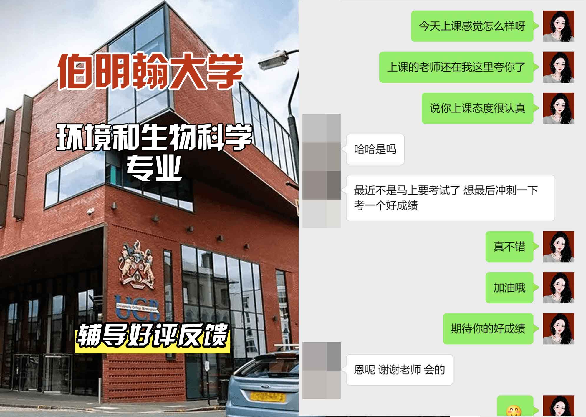 伯明翰大学伯大环境和生物科学辅导好评反馈