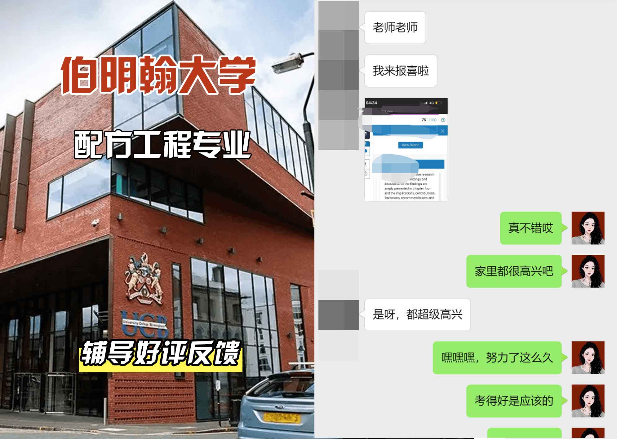 伯明翰大学伯大配方工程辅导好评反馈