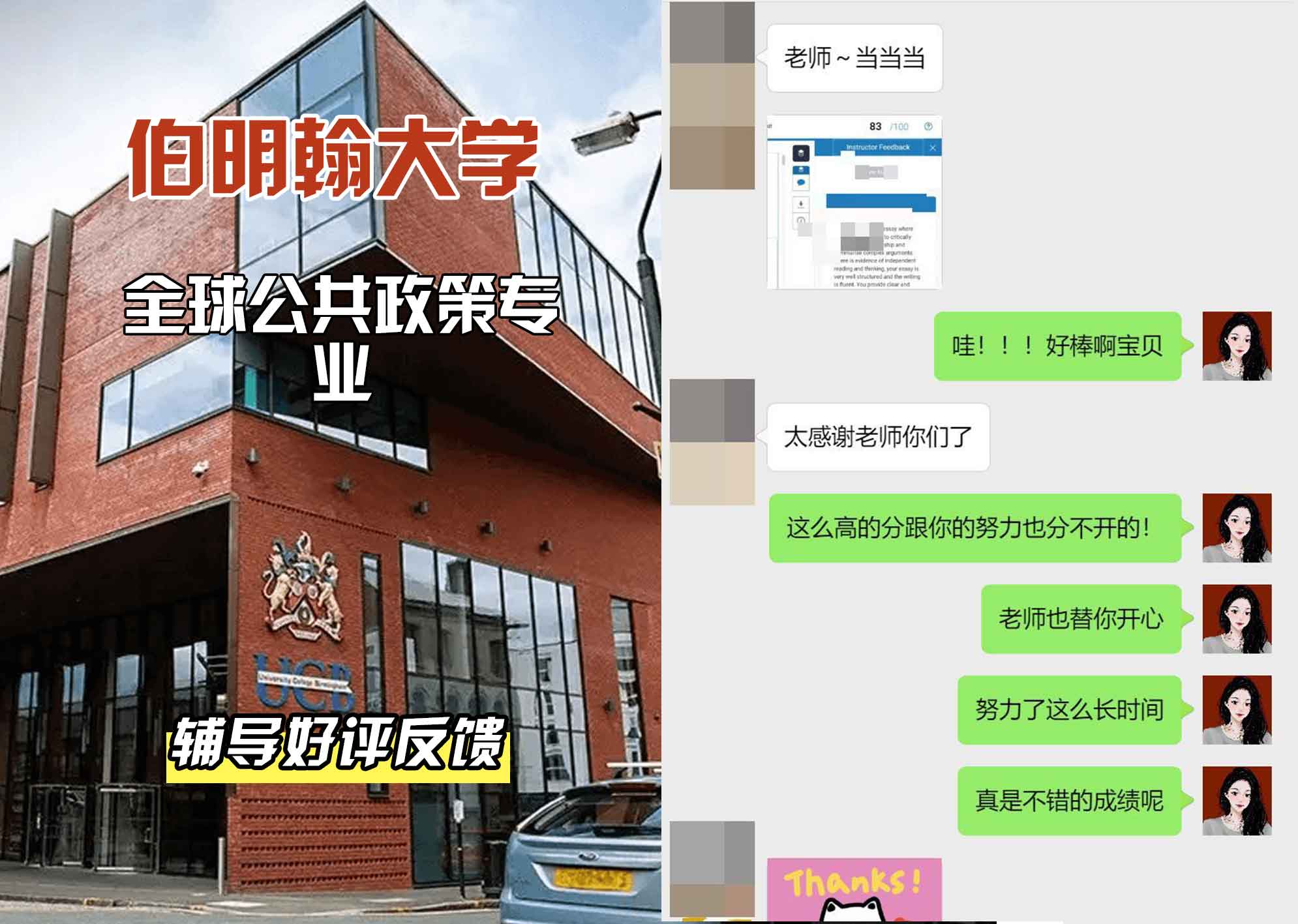 伯明翰大学伯大全球公共政策辅导好评反馈