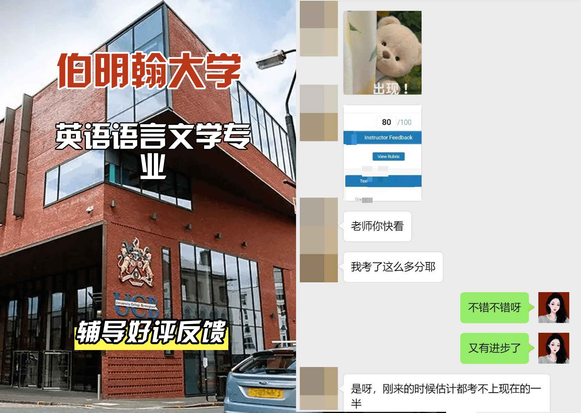 伯明翰大学伯大英语语言文学辅导好评反馈