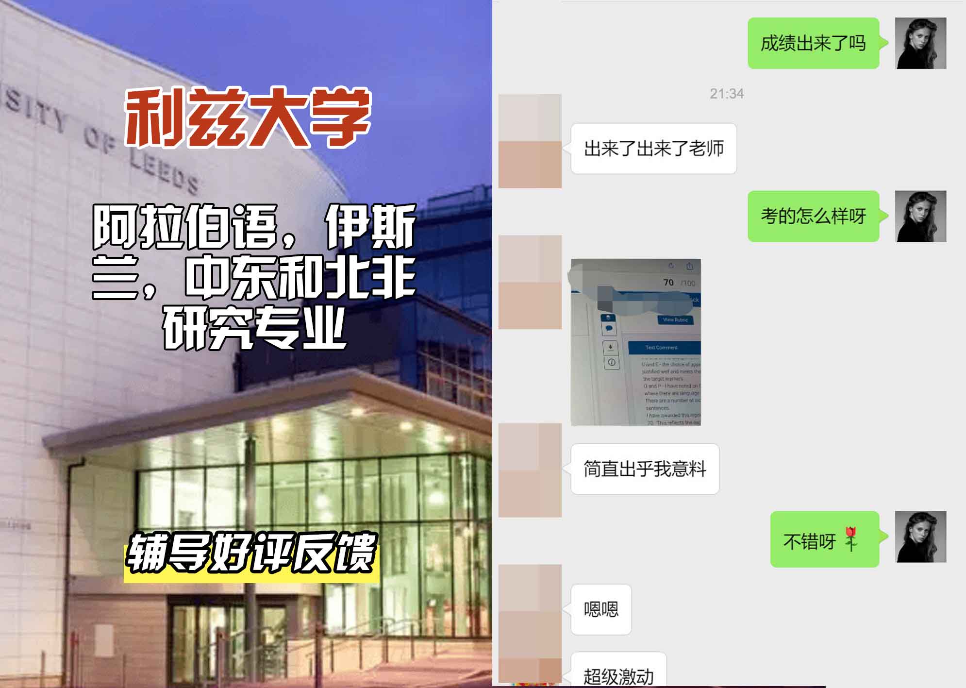 利兹大学leeds阿拉伯语、伊斯兰、中东和北非研究辅导好评反馈