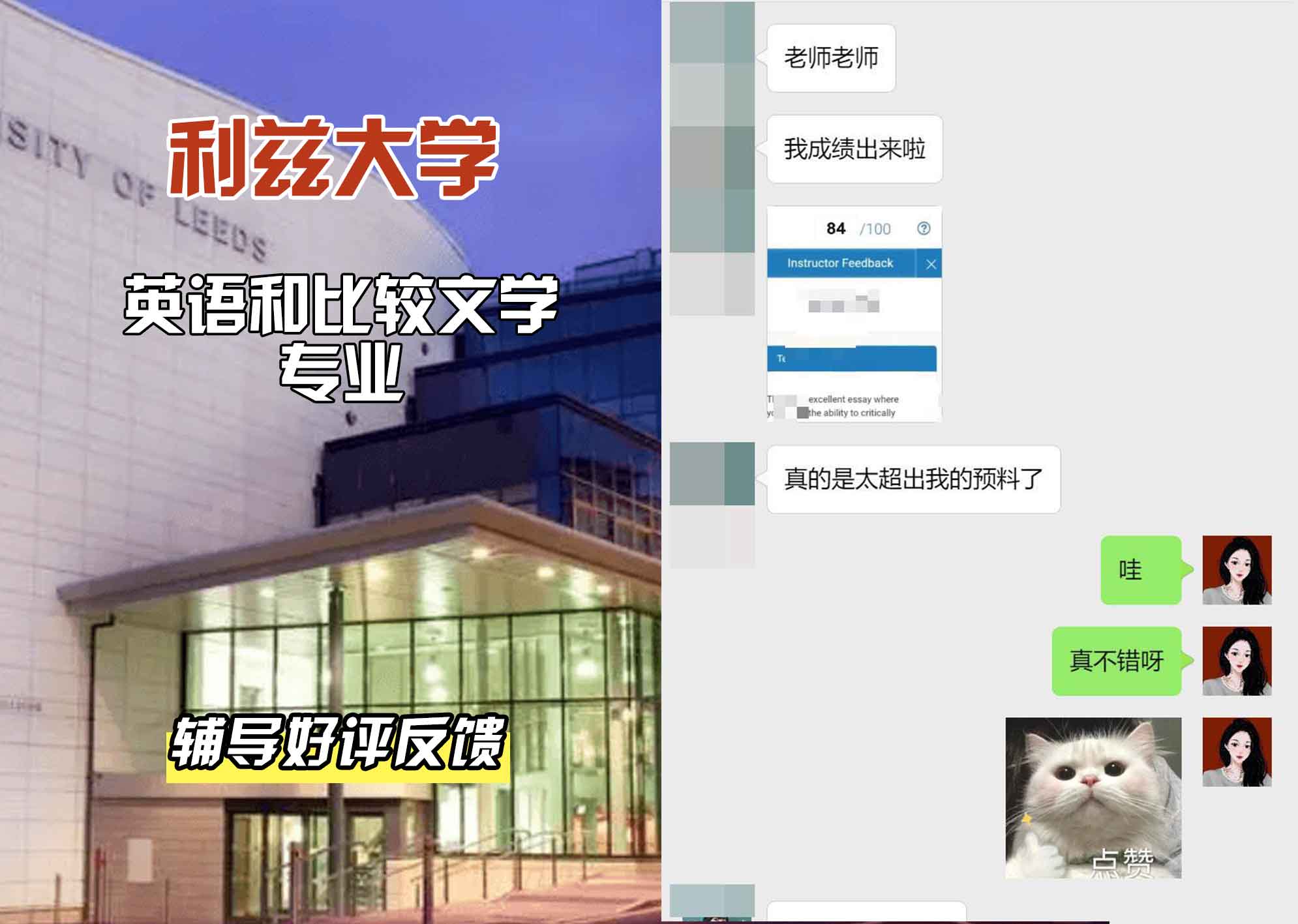 利兹大学leeds英语和比较文学辅导好评反馈