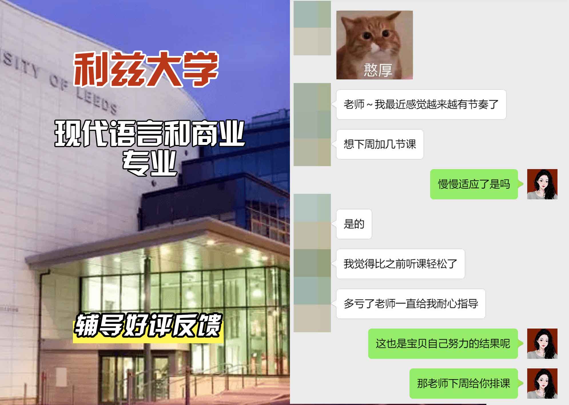 利兹大学leeds现代语言和商业辅导好评反馈