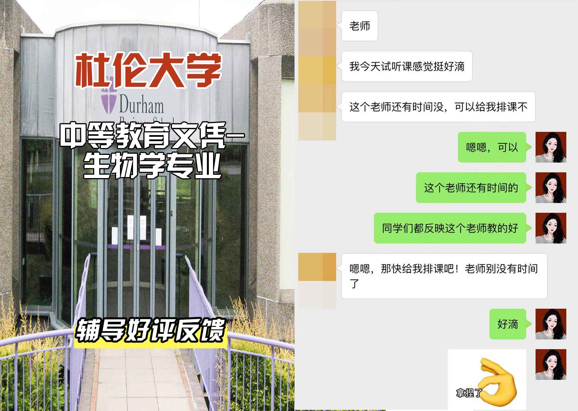 杜伦大学DUR中等教育文凭-生物学辅导好评反馈