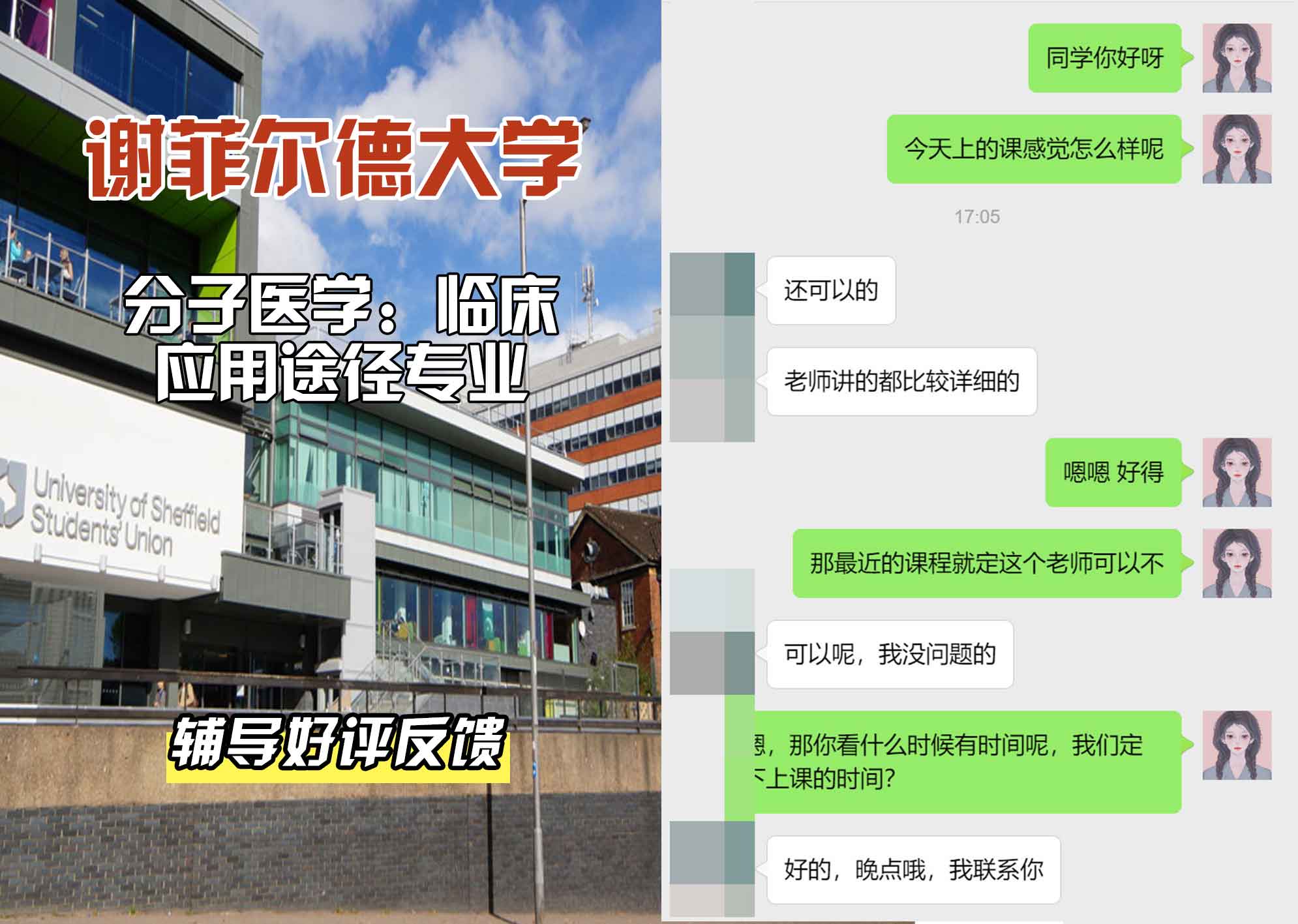 谢菲尔德大学谢大分子医学：临床应用途径辅导好评反馈