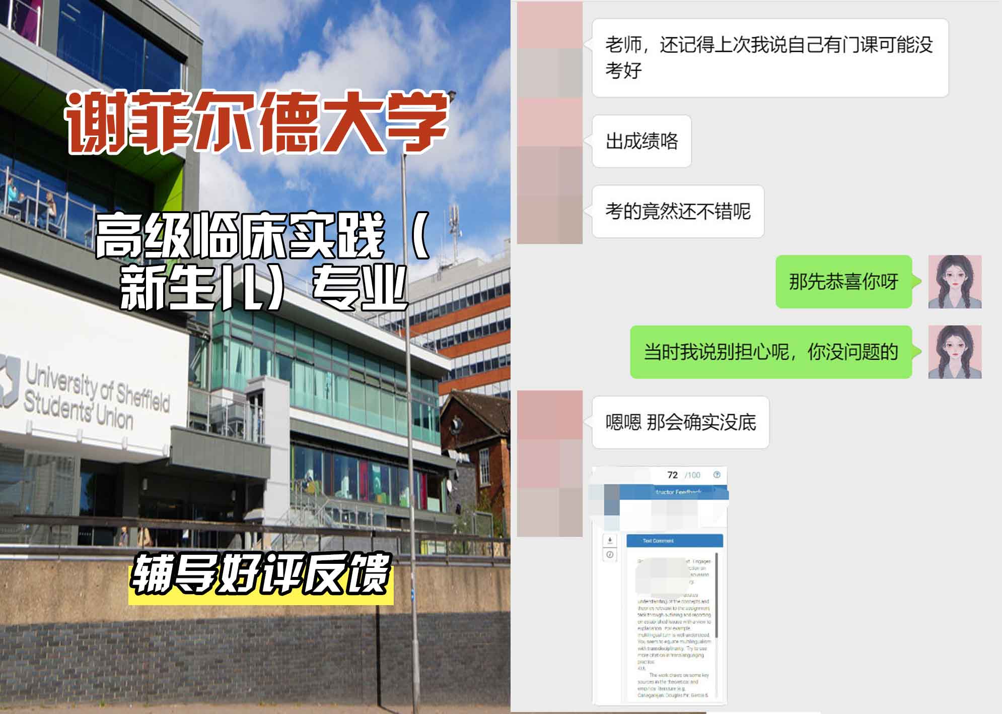 谢菲尔德大学谢大高级临床实践（新生儿）辅导好评反馈