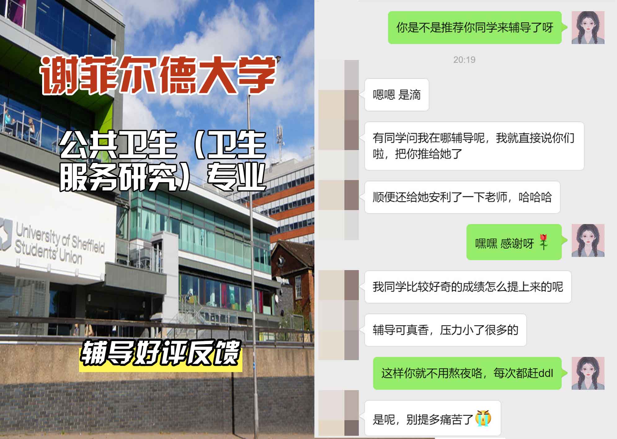 谢菲尔德大学谢大公共卫生（卫生服务研究）辅导好评反馈