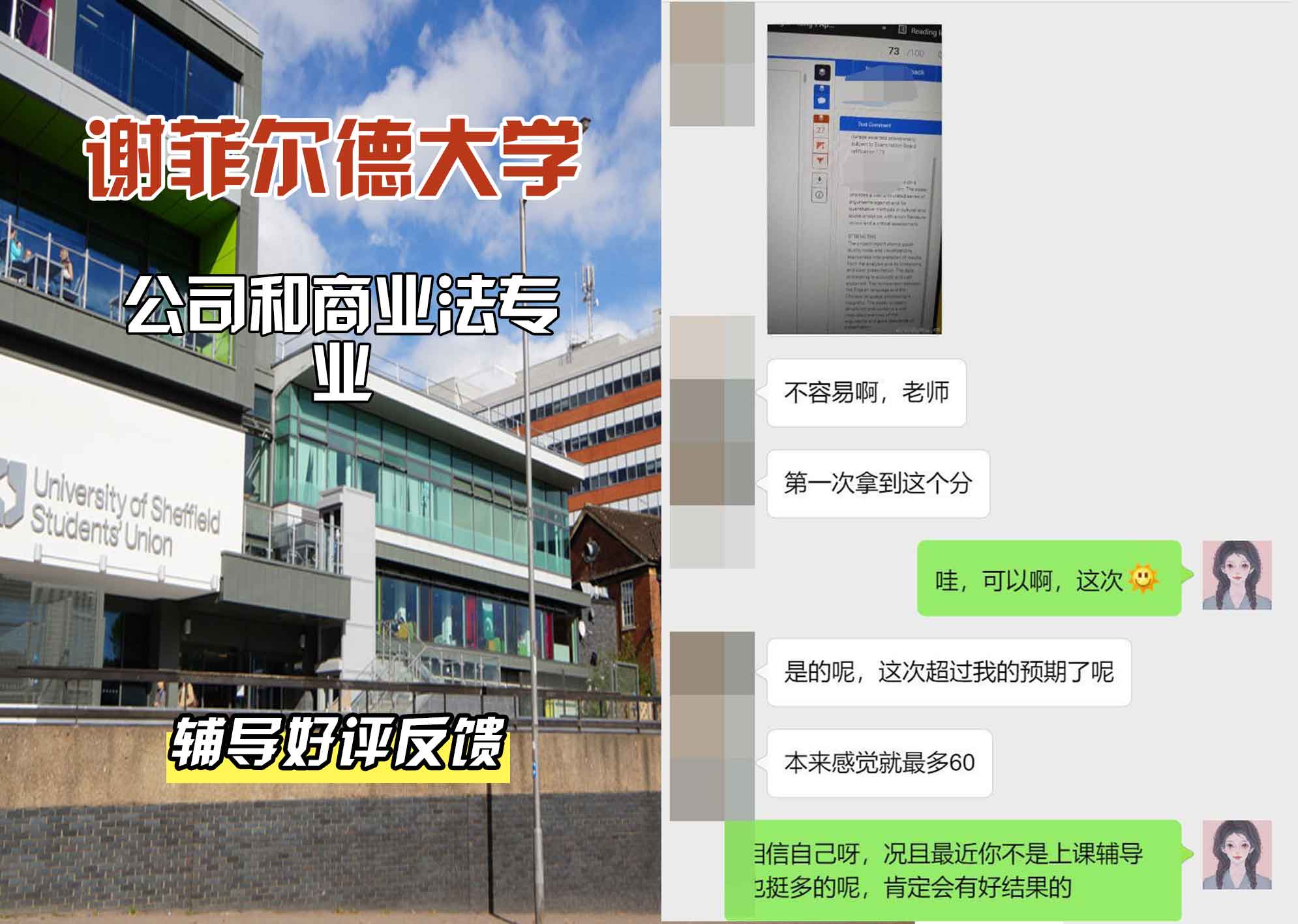 谢菲尔德大学谢大公司和商业法辅导好评反馈