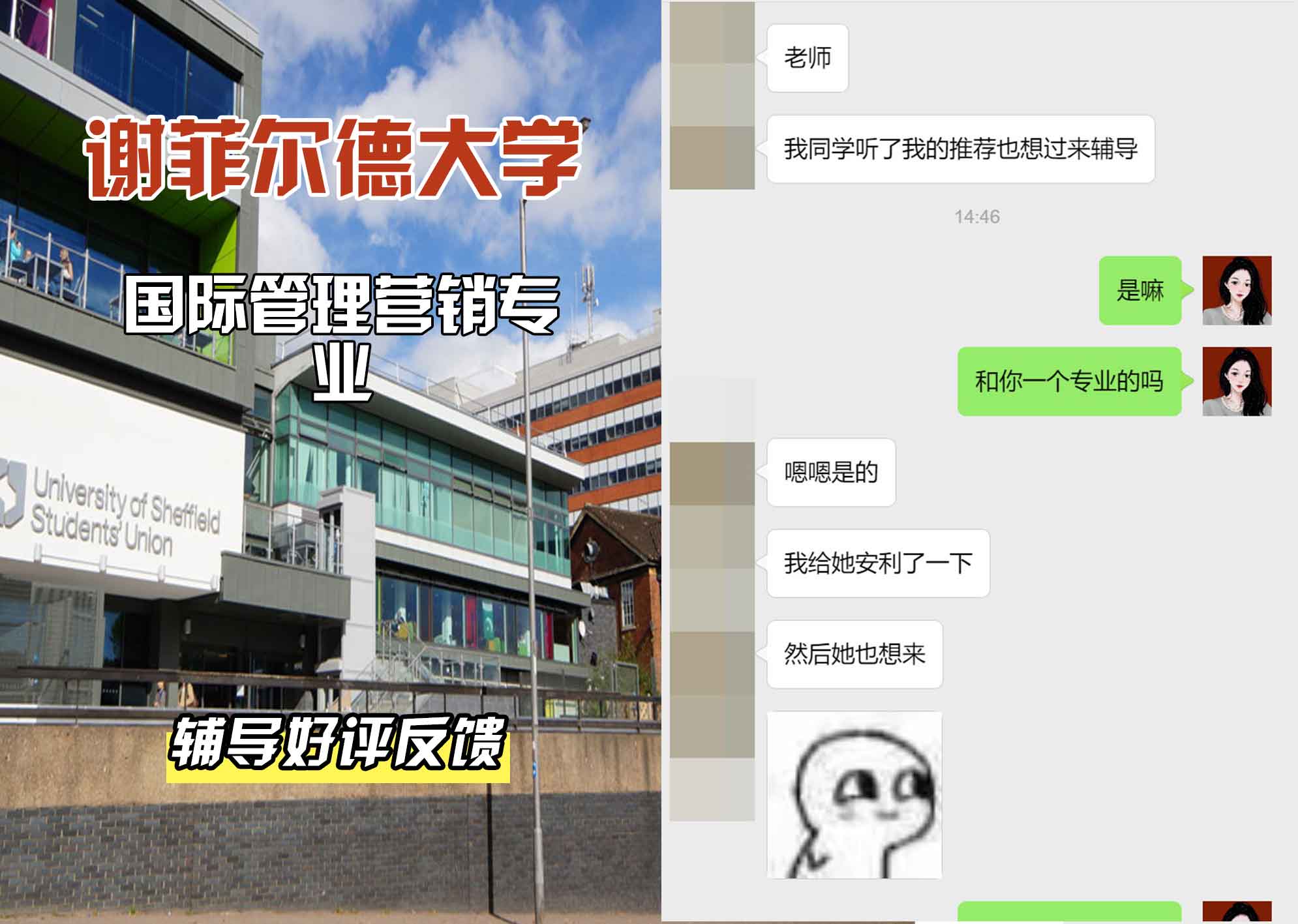 谢菲尔德大学谢大国际管理营销辅导好评反馈
