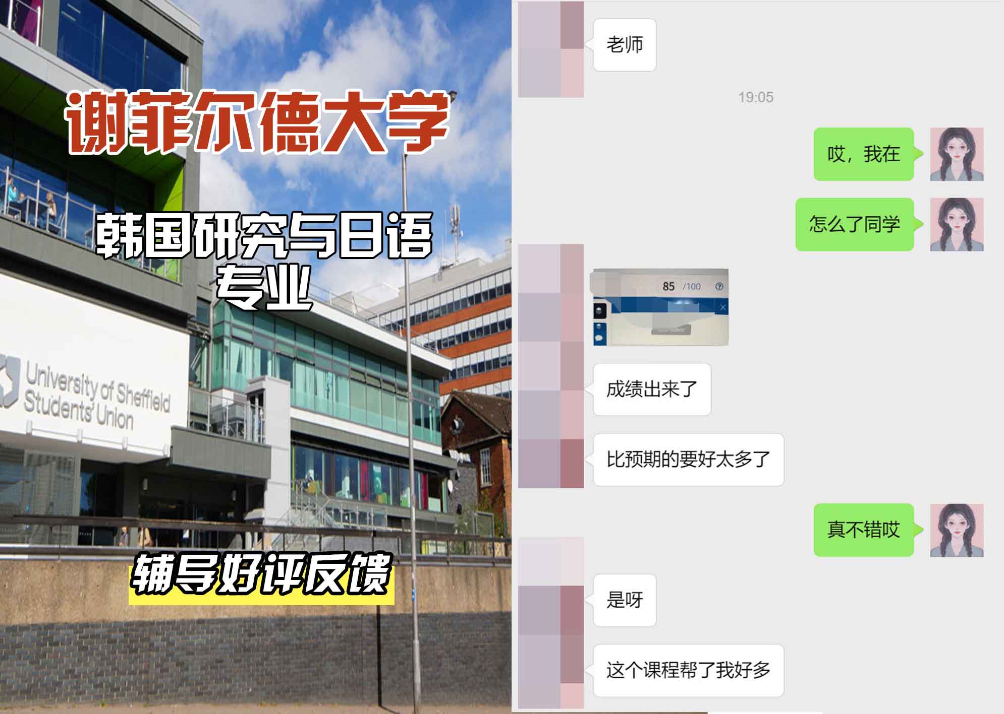 谢菲尔德大学谢大韩国研究与日语辅导好评反馈