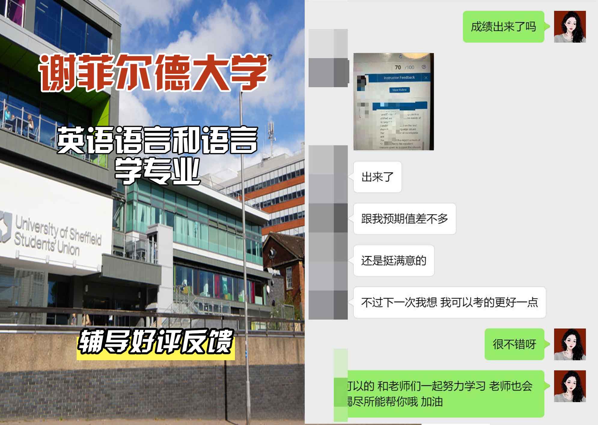 谢菲尔德大学谢大英语语言和语言学辅导好评反馈