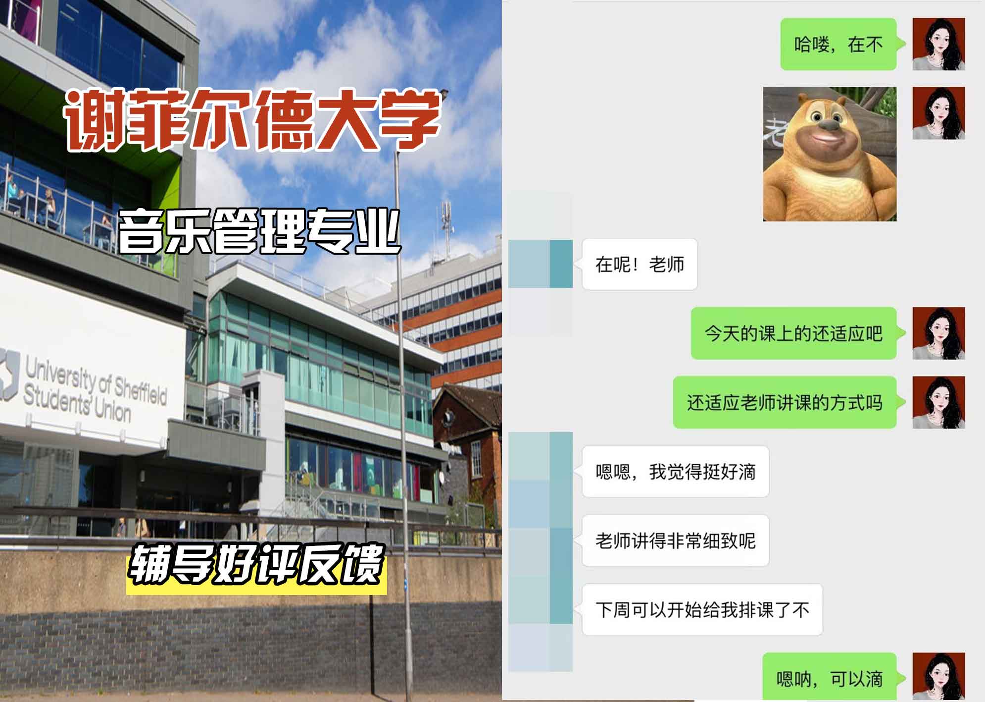 谢菲尔德大学谢大音乐管理辅导好评反馈