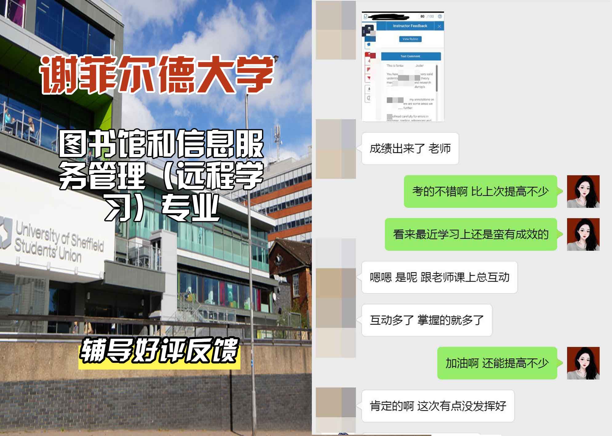 谢菲尔德大学谢大图书馆和信息服务管理（远程学习）辅导好评反馈