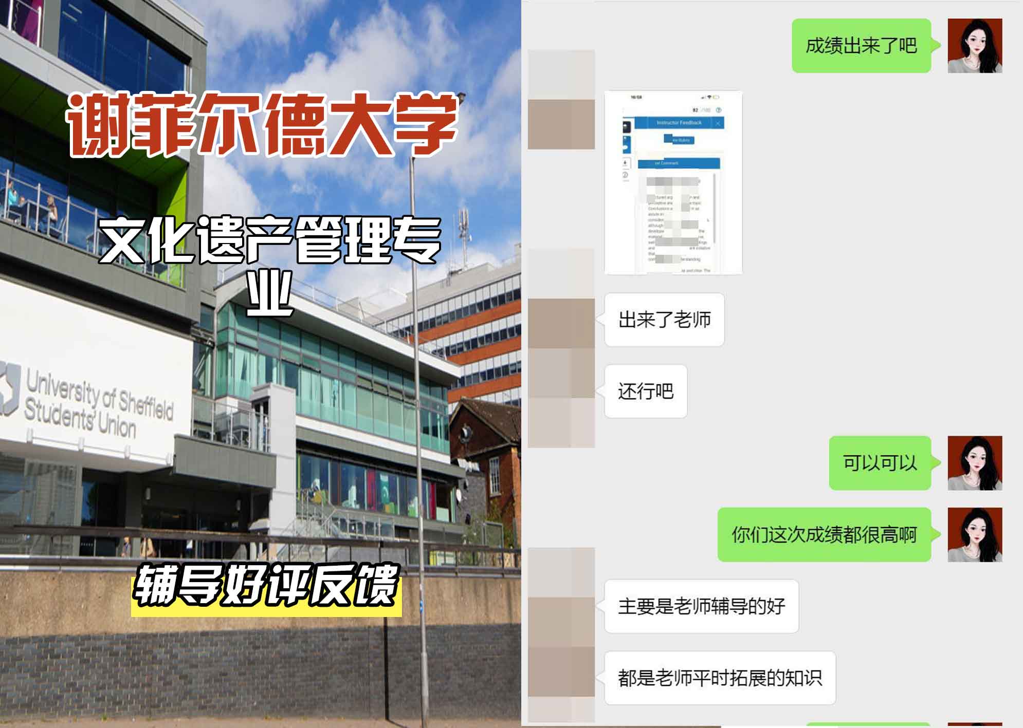 谢菲尔德大学谢大文化遗产管理辅导好评反馈