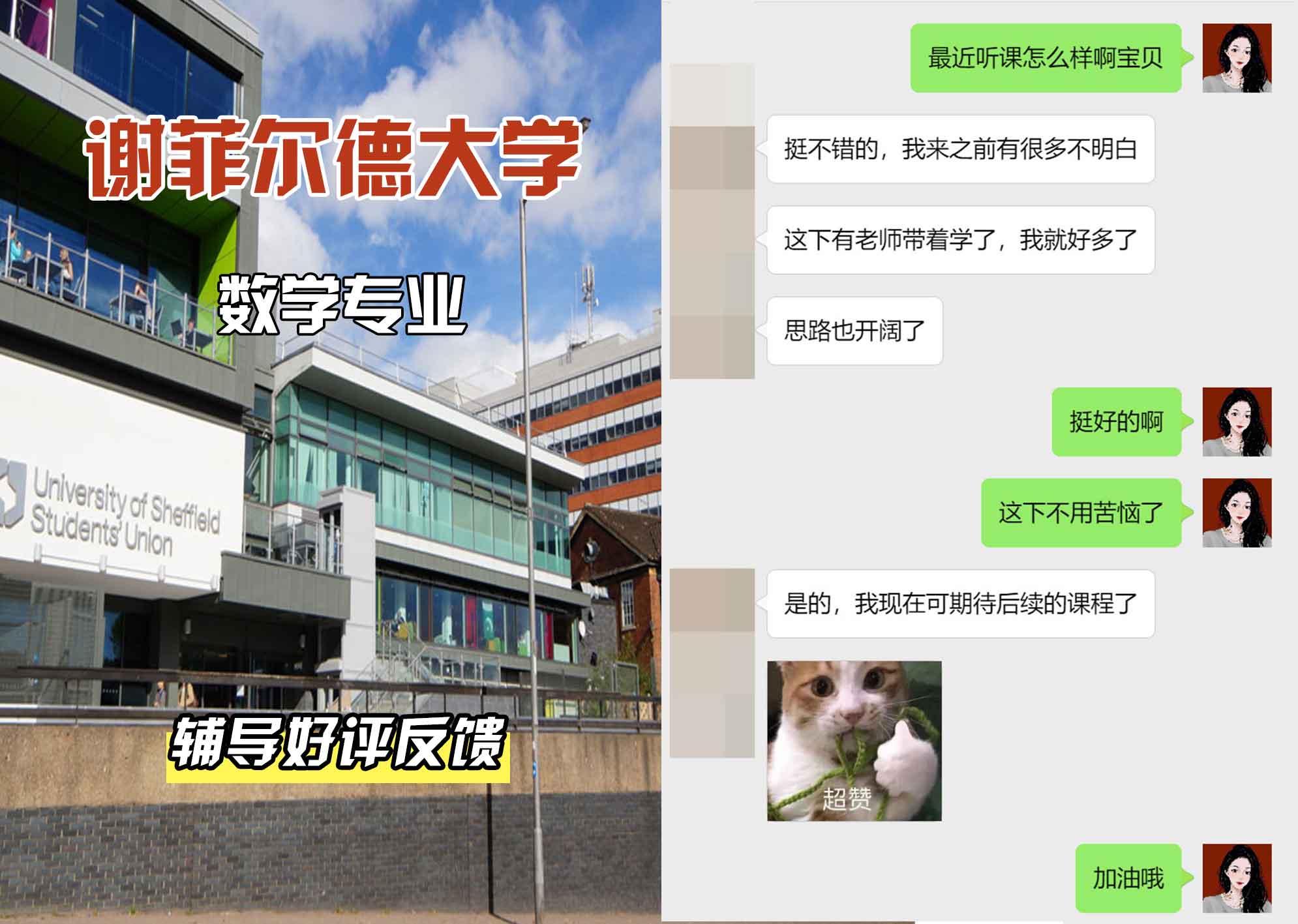 谢菲尔德大学谢大数学辅导好评反馈