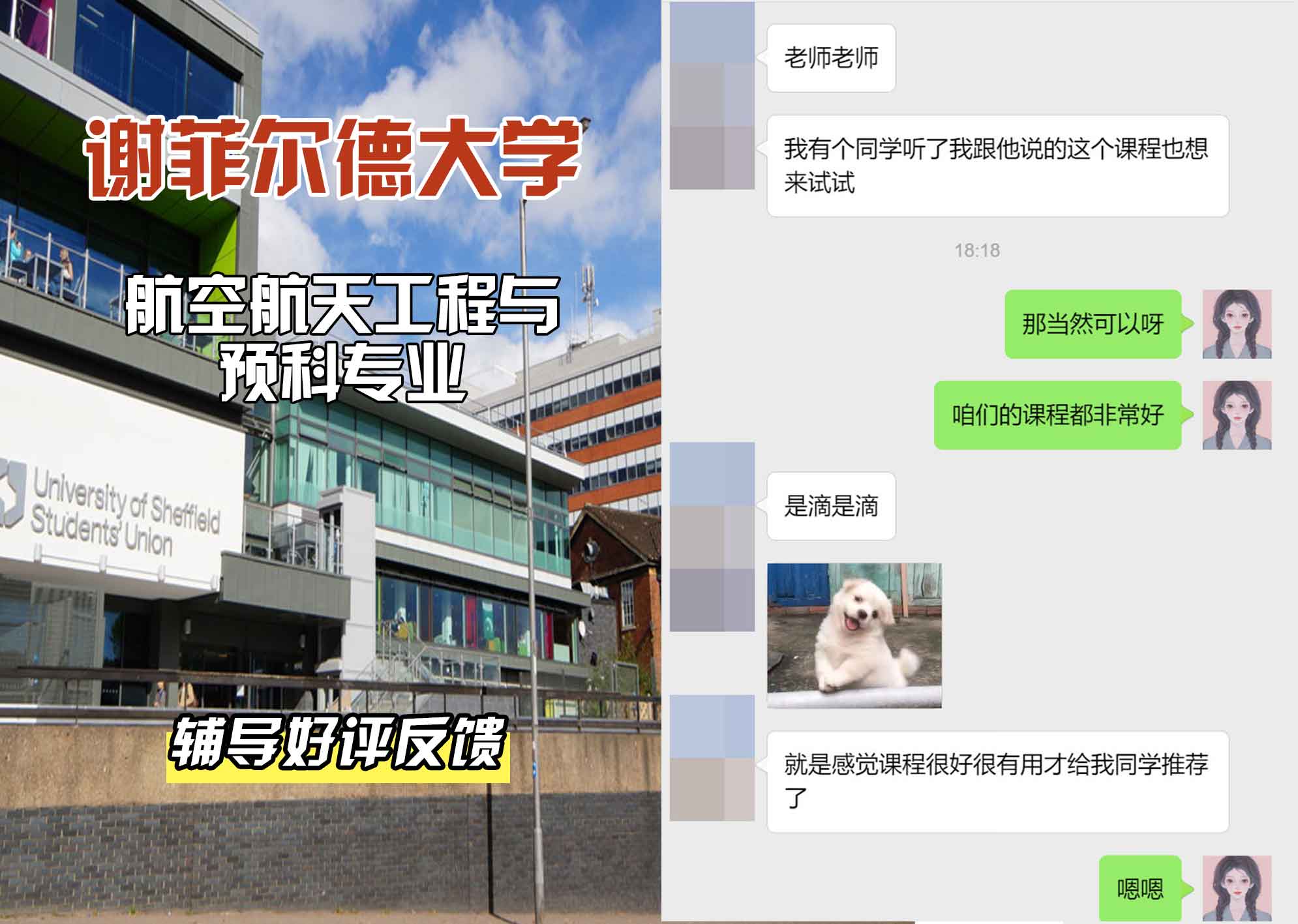 谢菲尔德大学谢大航空航天工程与预科辅导好评反馈
