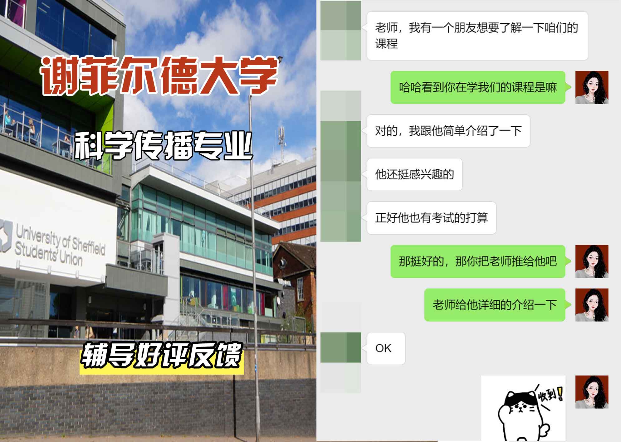 谢菲尔德大学谢大科学传播辅导好评反馈