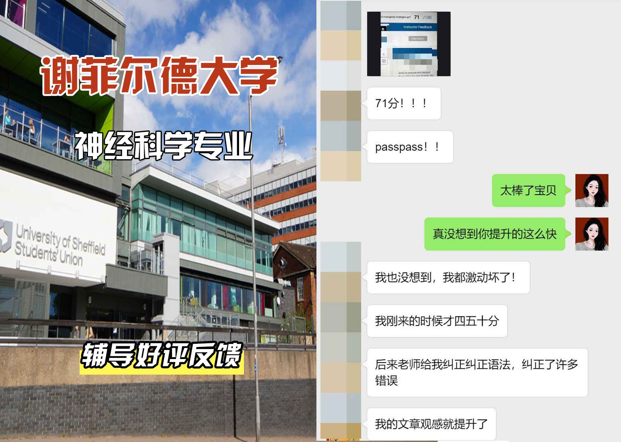谢菲尔德大学谢大神经科学辅导好评反馈