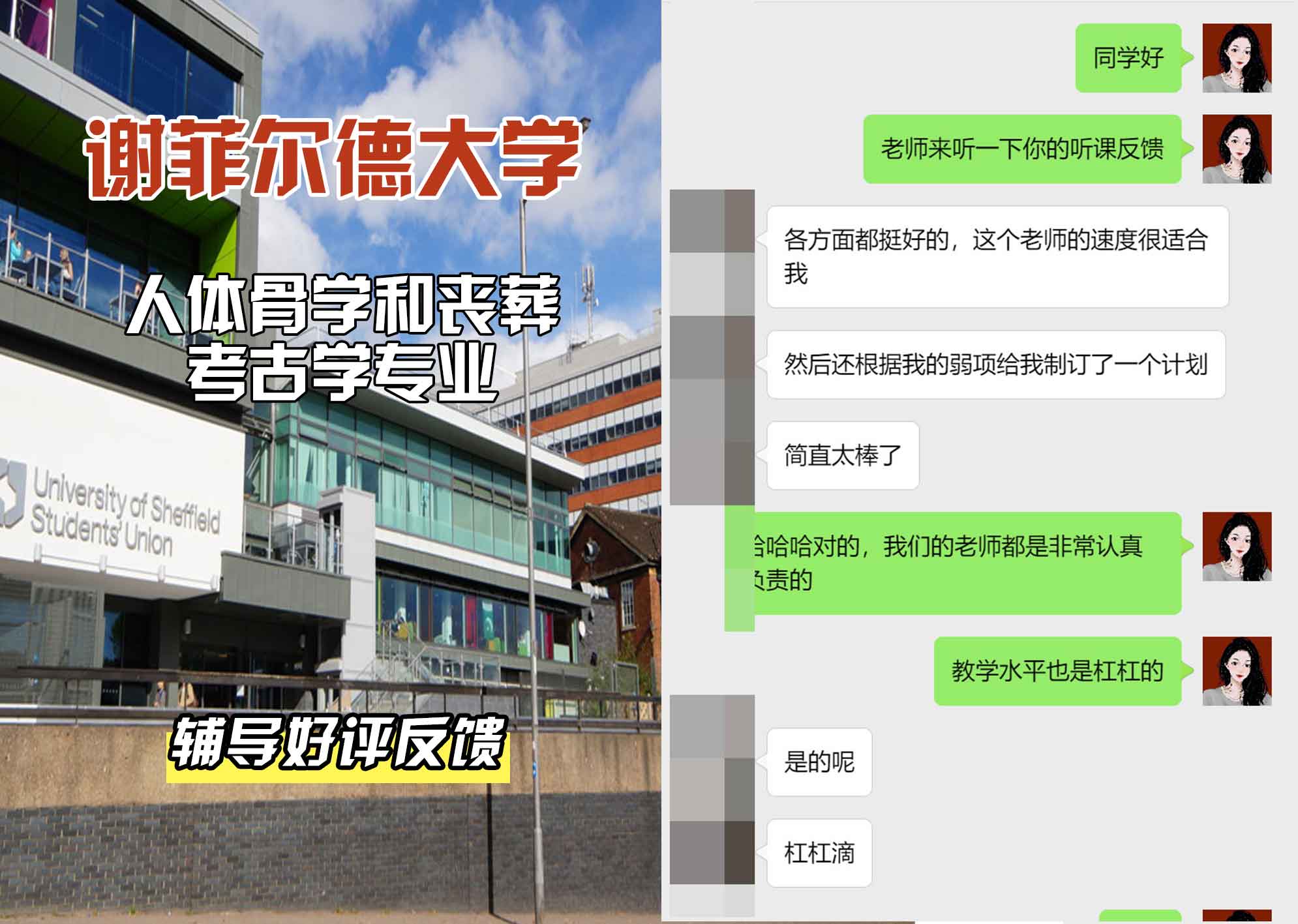 谢菲尔德大学谢大人体骨学和丧葬考古学辅导好评反馈