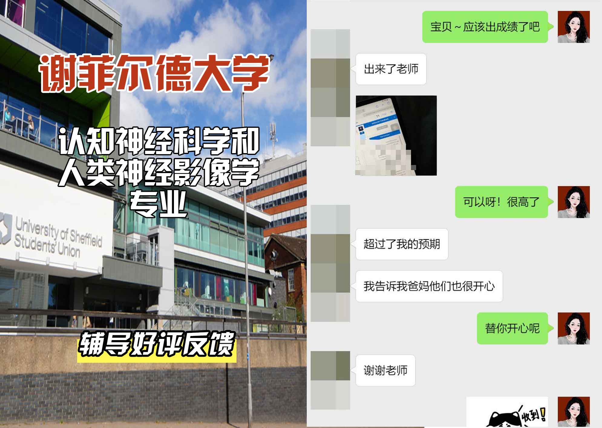 谢菲尔德大学谢大认知神经科学和人类神经影像学辅导好评反馈