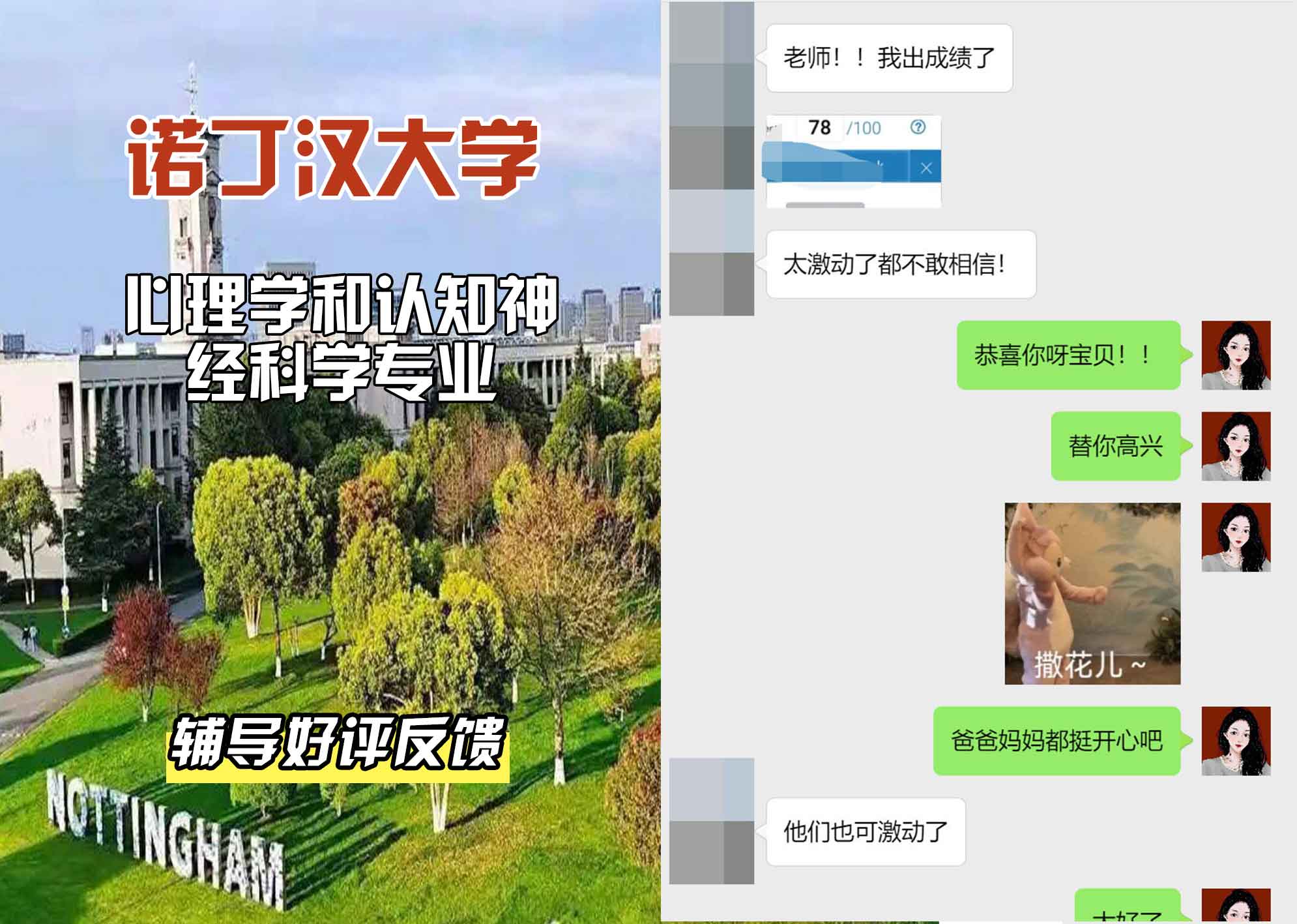 诺丁汉大学诺大心理学和认知神经科学辅导好评反馈