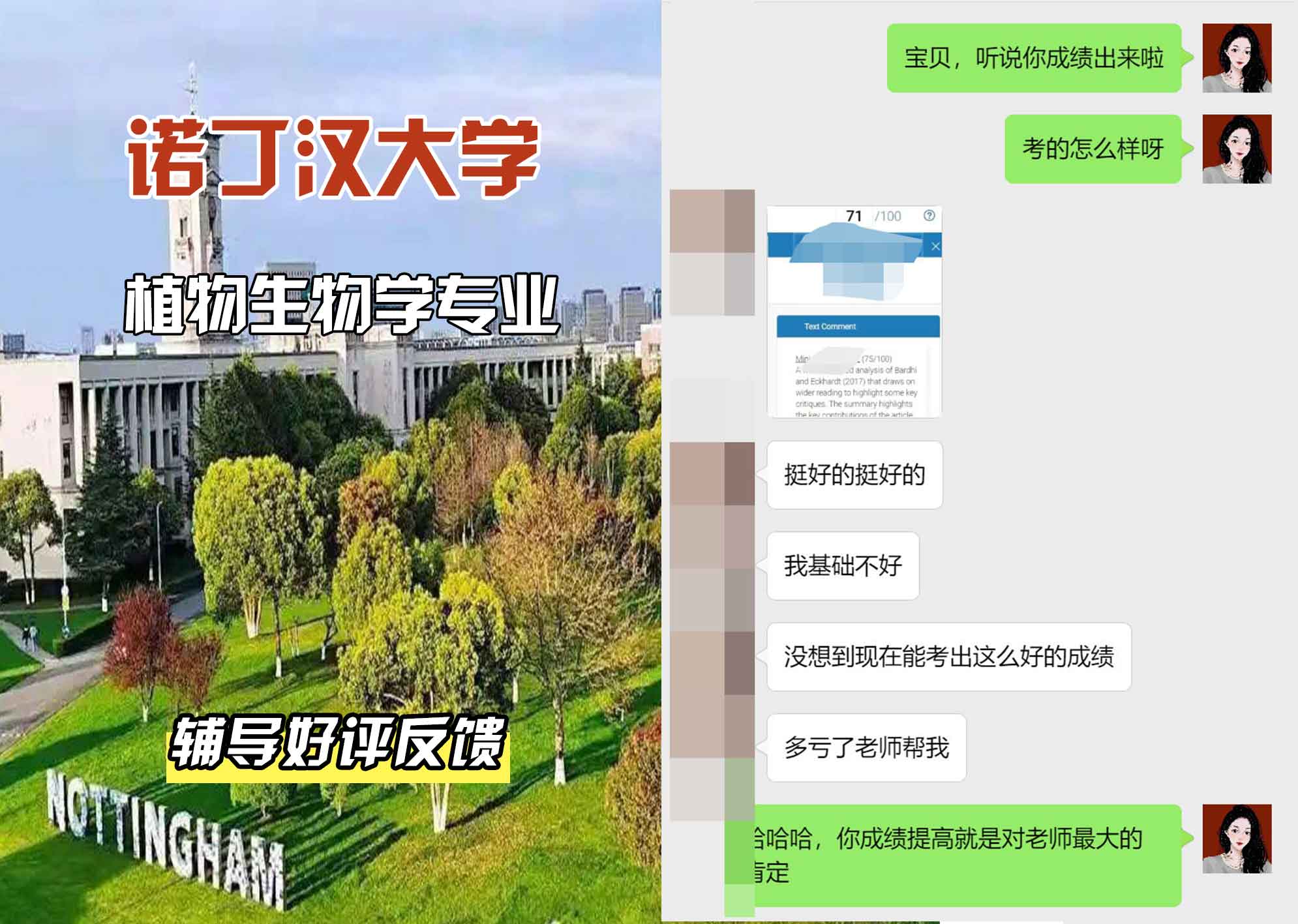 诺丁汉大学诺大植物生物学辅导好评反馈
