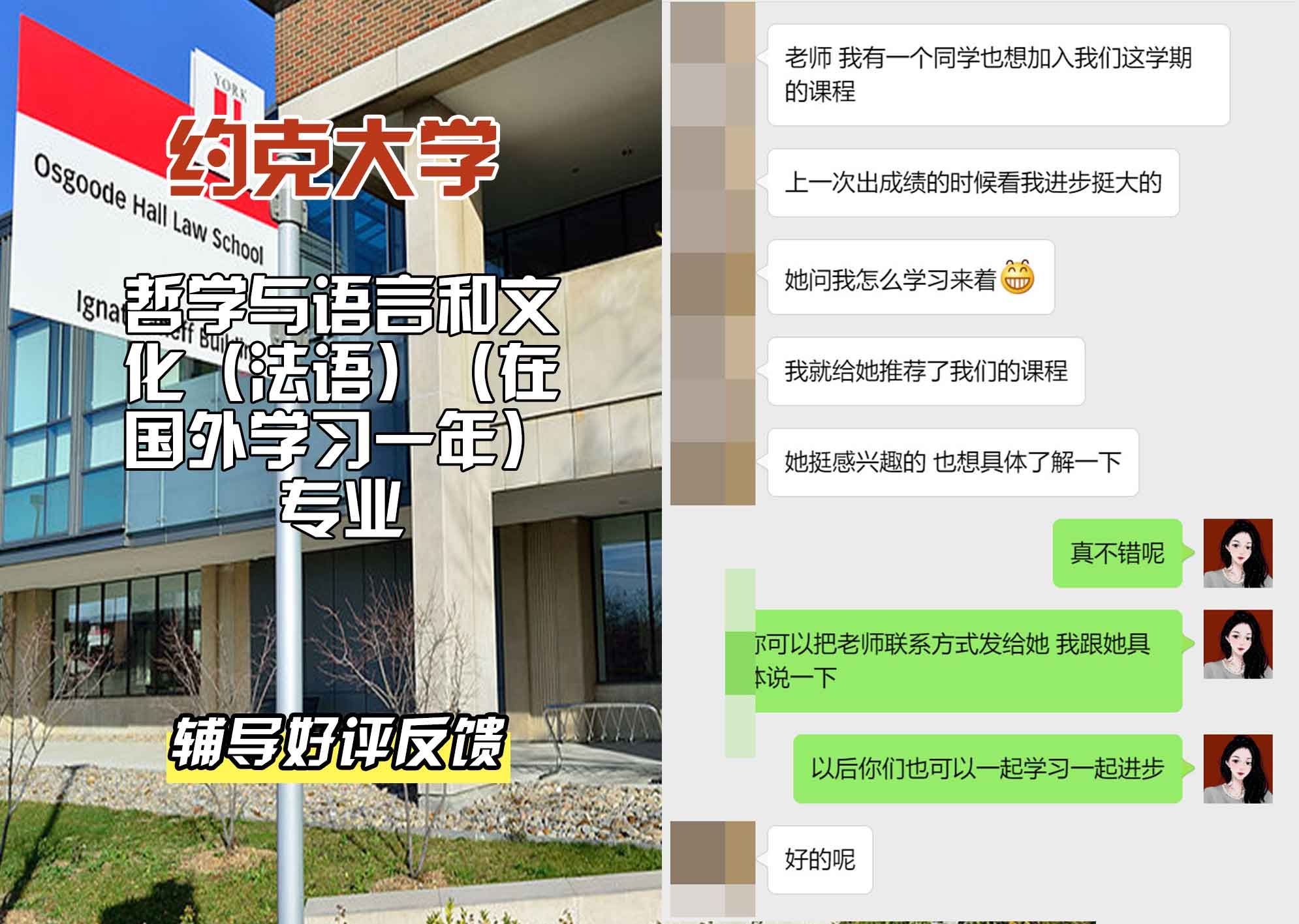 约克大学UOY哲学与语言和文化（法语）（在国外学习一年）辅导好评反馈