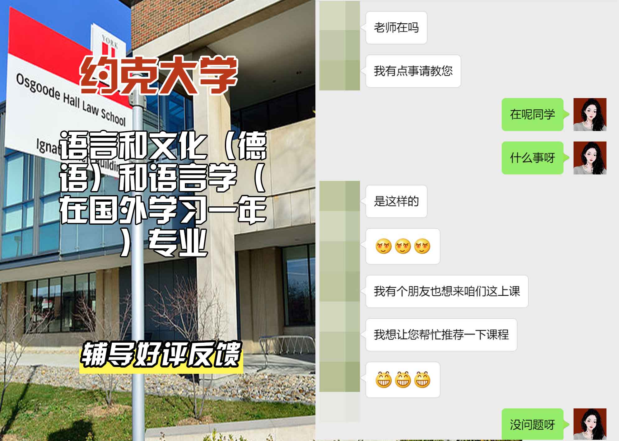 约克大学UOY语言和文化（德语）和语言学（在国外学习一年）辅导好评反馈