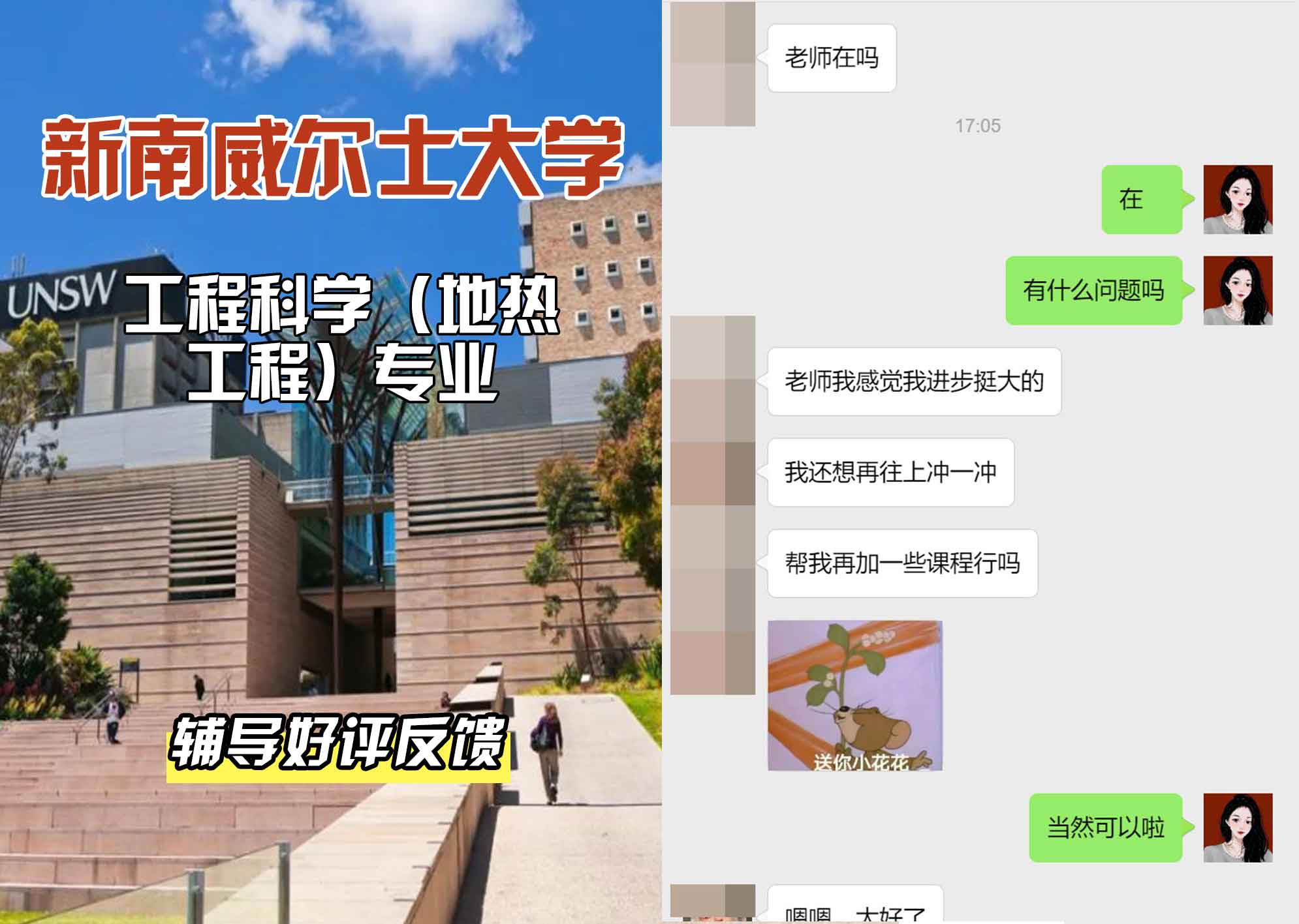 新南威尔士大学UNSW工程科学（地热工程）辅导好评反馈