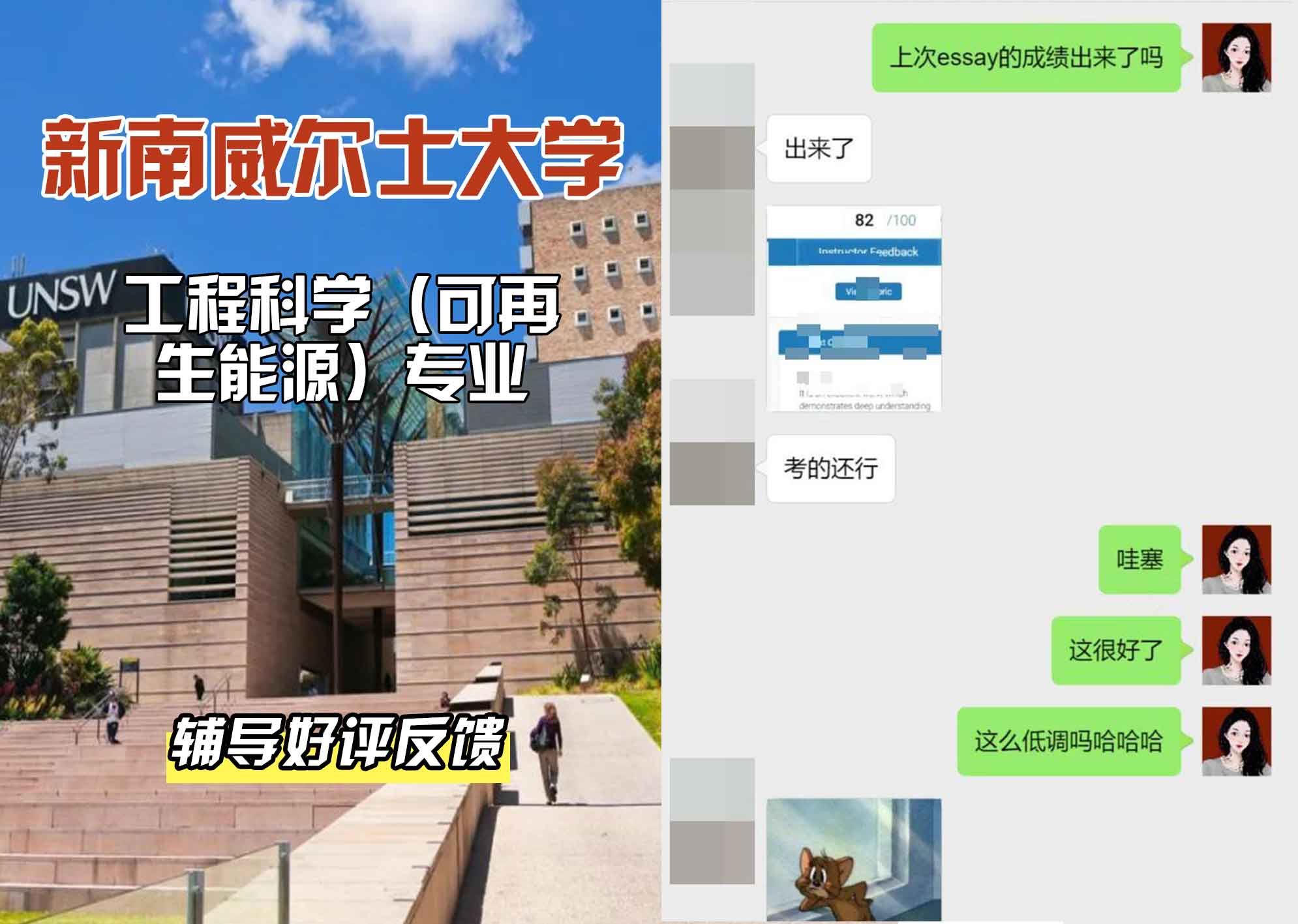 新南威尔士大学UNSW工程科学（可再生能源）辅导好评反馈