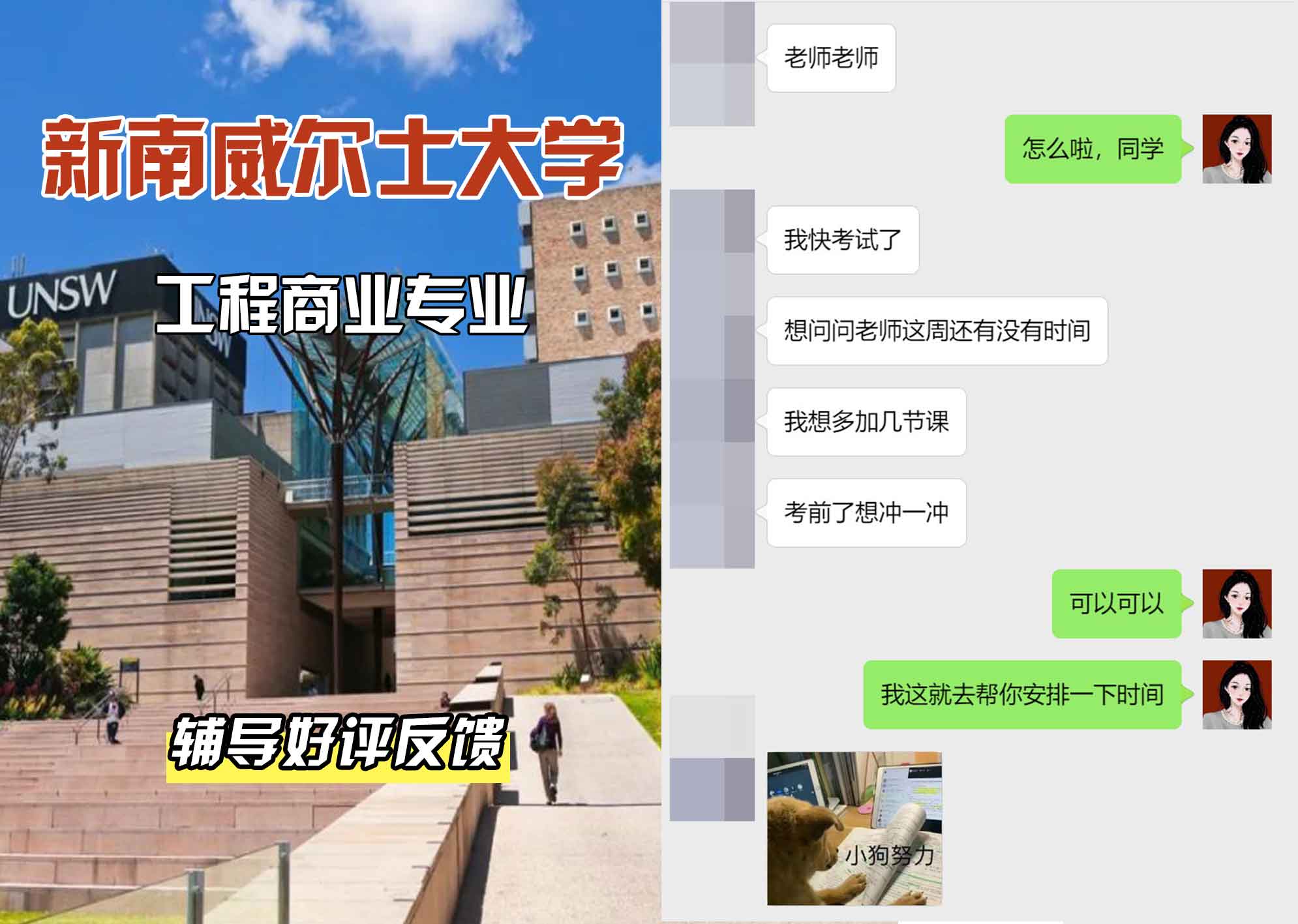 新南威尔士大学UNSW大学工程/商业辅导好评反馈