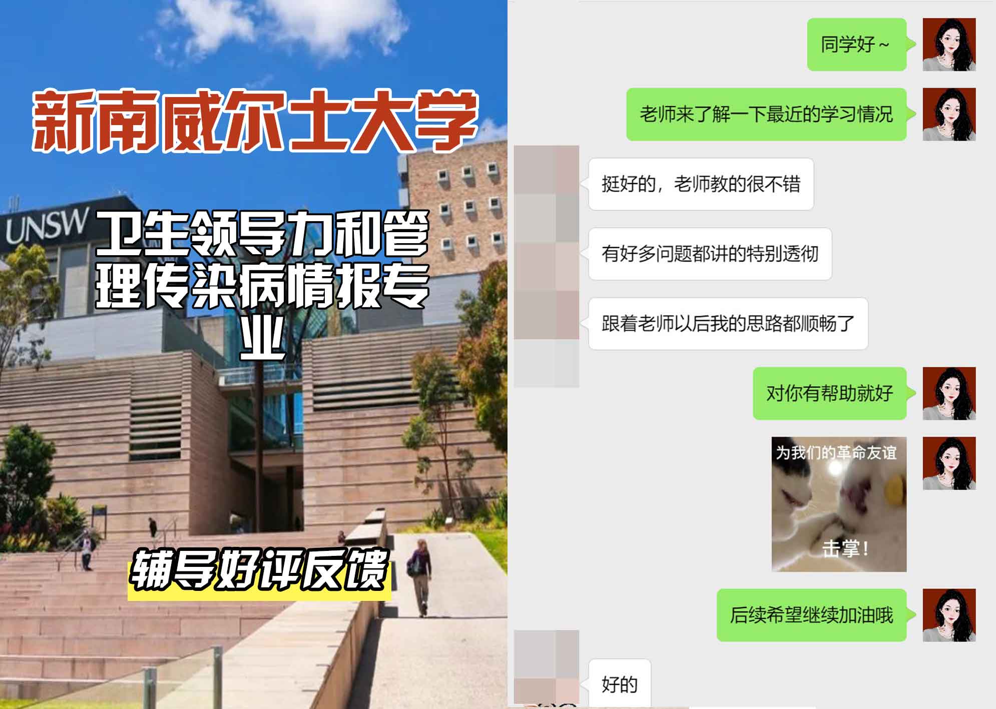 新南威尔士大学UNSW卫生领导力和管理/传染病情报辅导好评反馈