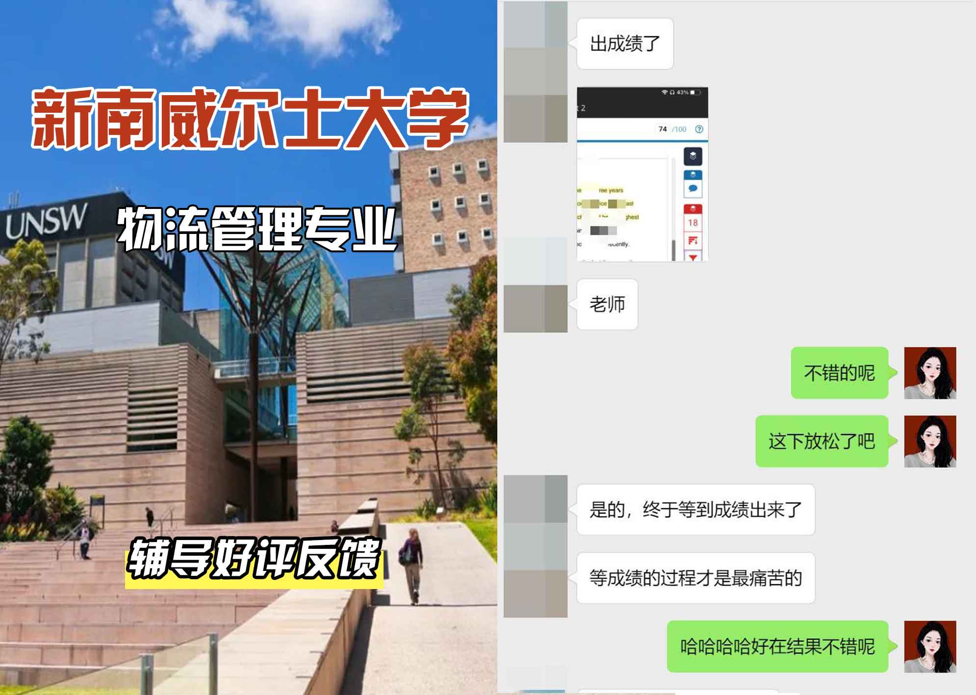 新南威尔士大学UNSW物流管理辅导好评反馈